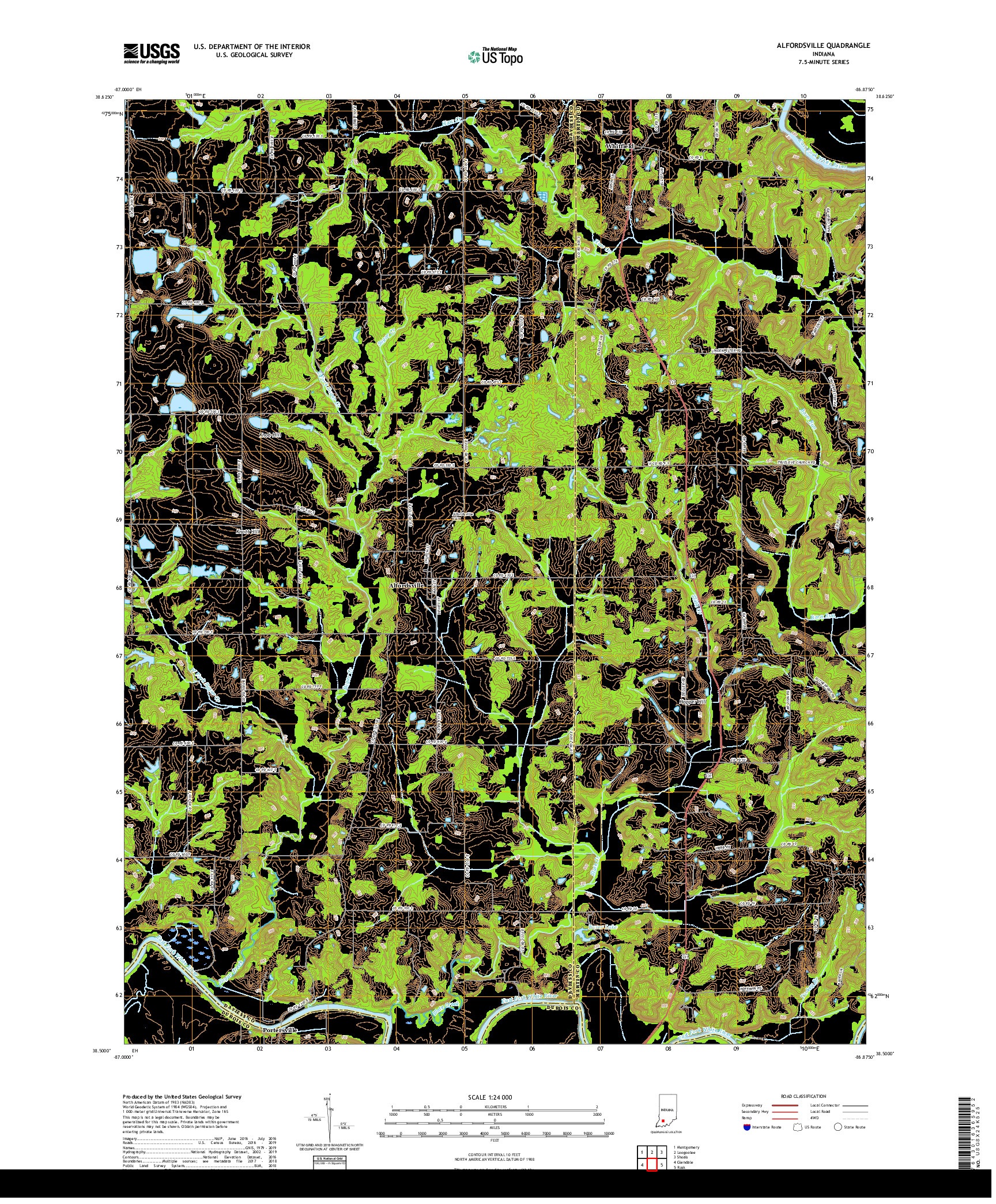 USGS US TOPO 7.5-MINUTE MAP FOR ALFORDSVILLE, IN 2019