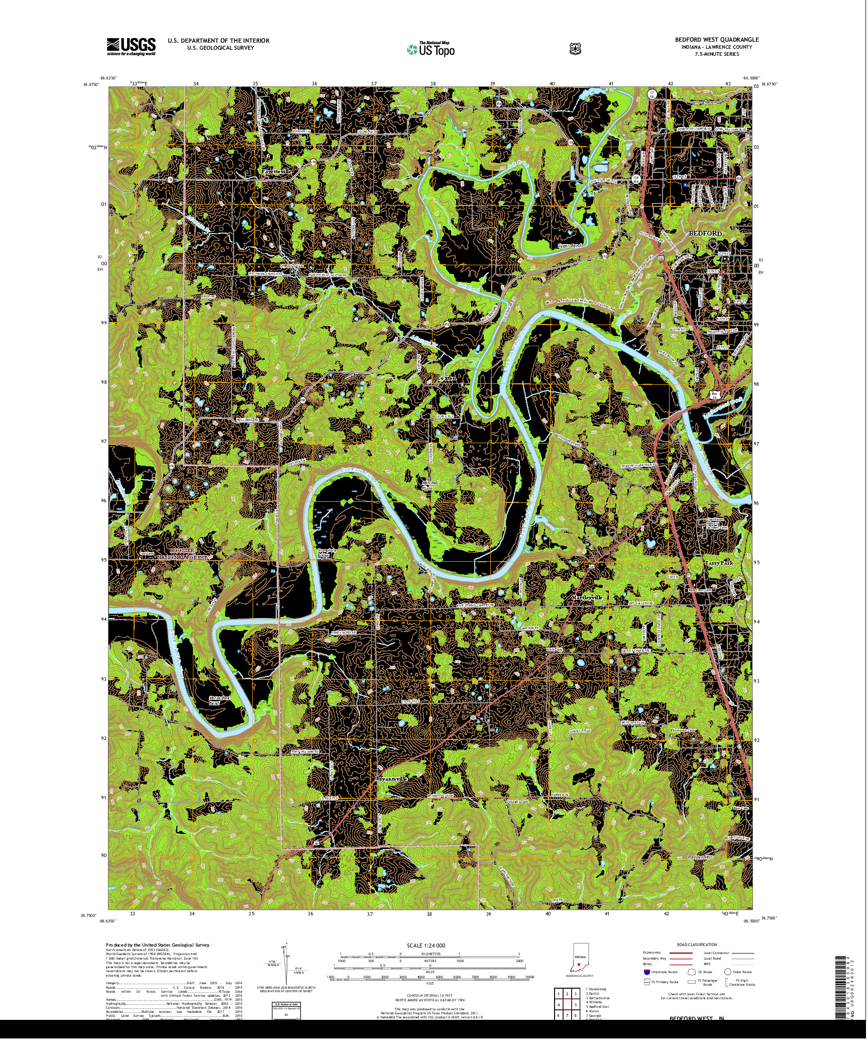USGS US TOPO 7.5-MINUTE MAP FOR BEDFORD WEST, IN 2019