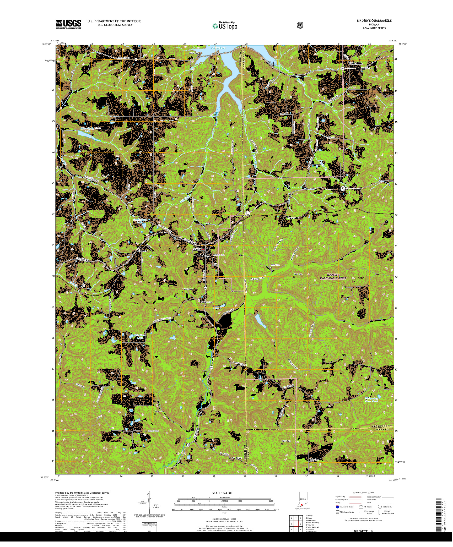 USGS US TOPO 7.5-MINUTE MAP FOR BIRDSEYE, IN 2019