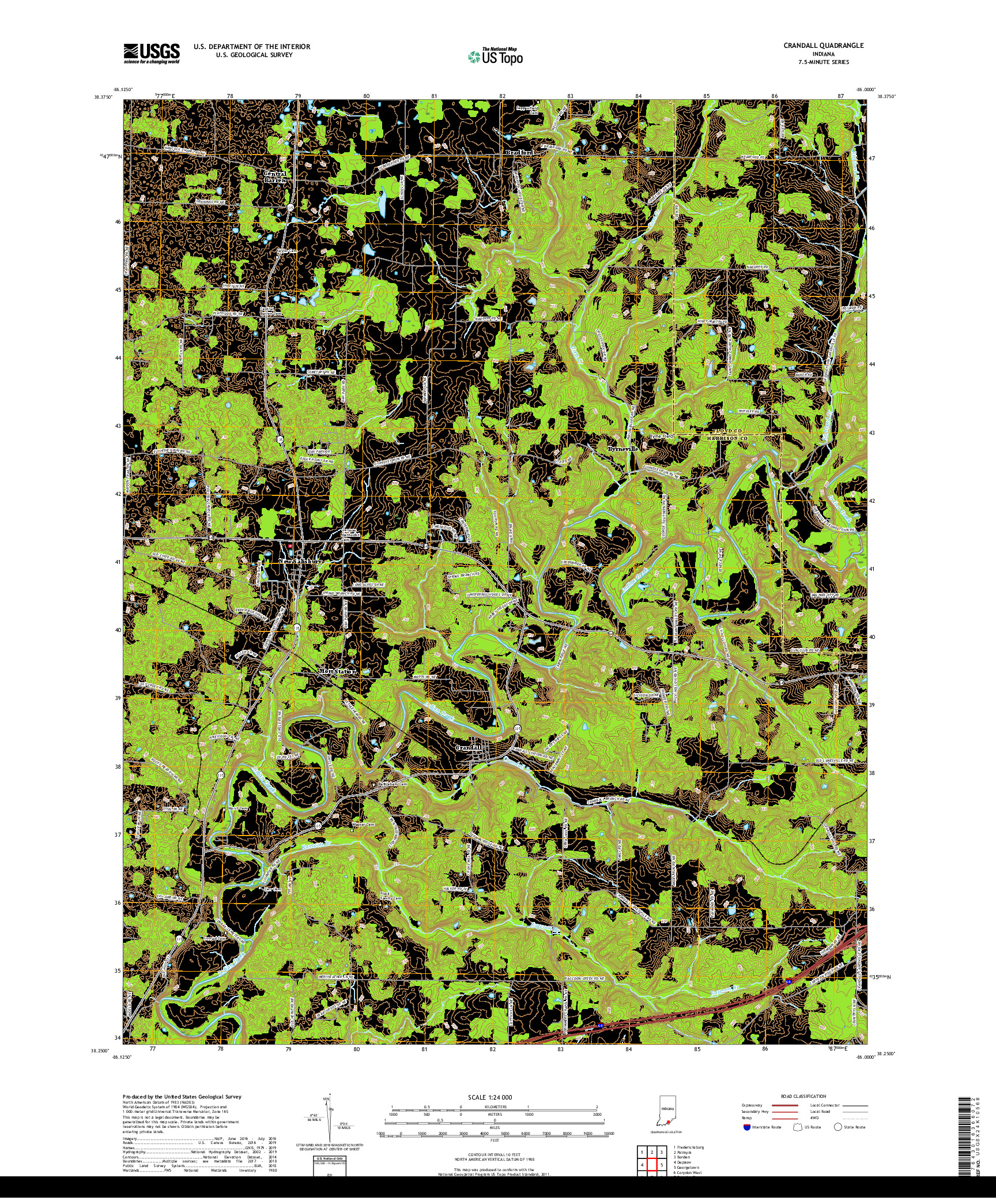 USGS US TOPO 7.5-MINUTE MAP FOR CRANDALL, IN 2019