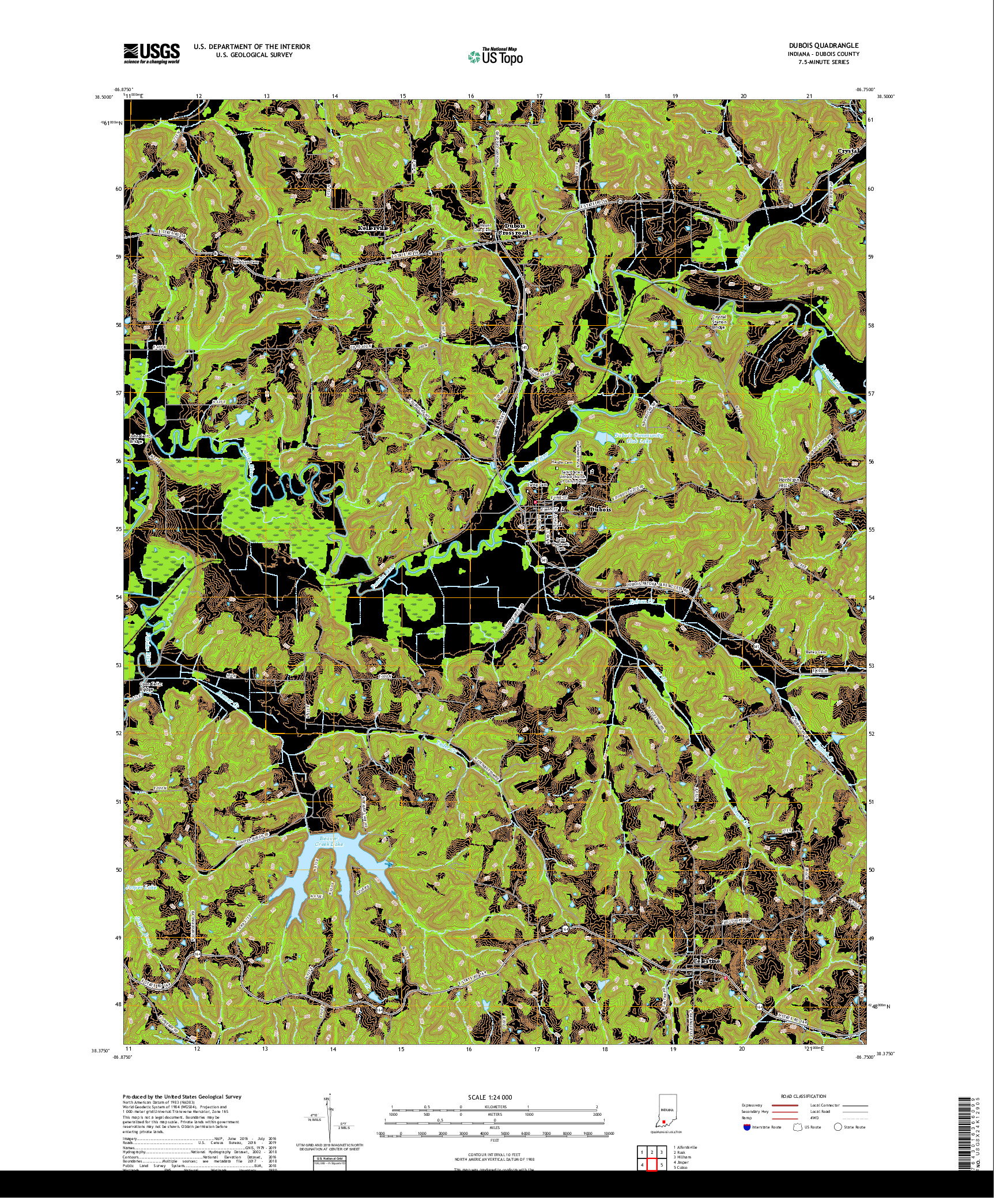 USGS US TOPO 7.5-MINUTE MAP FOR DUBOIS, IN 2019