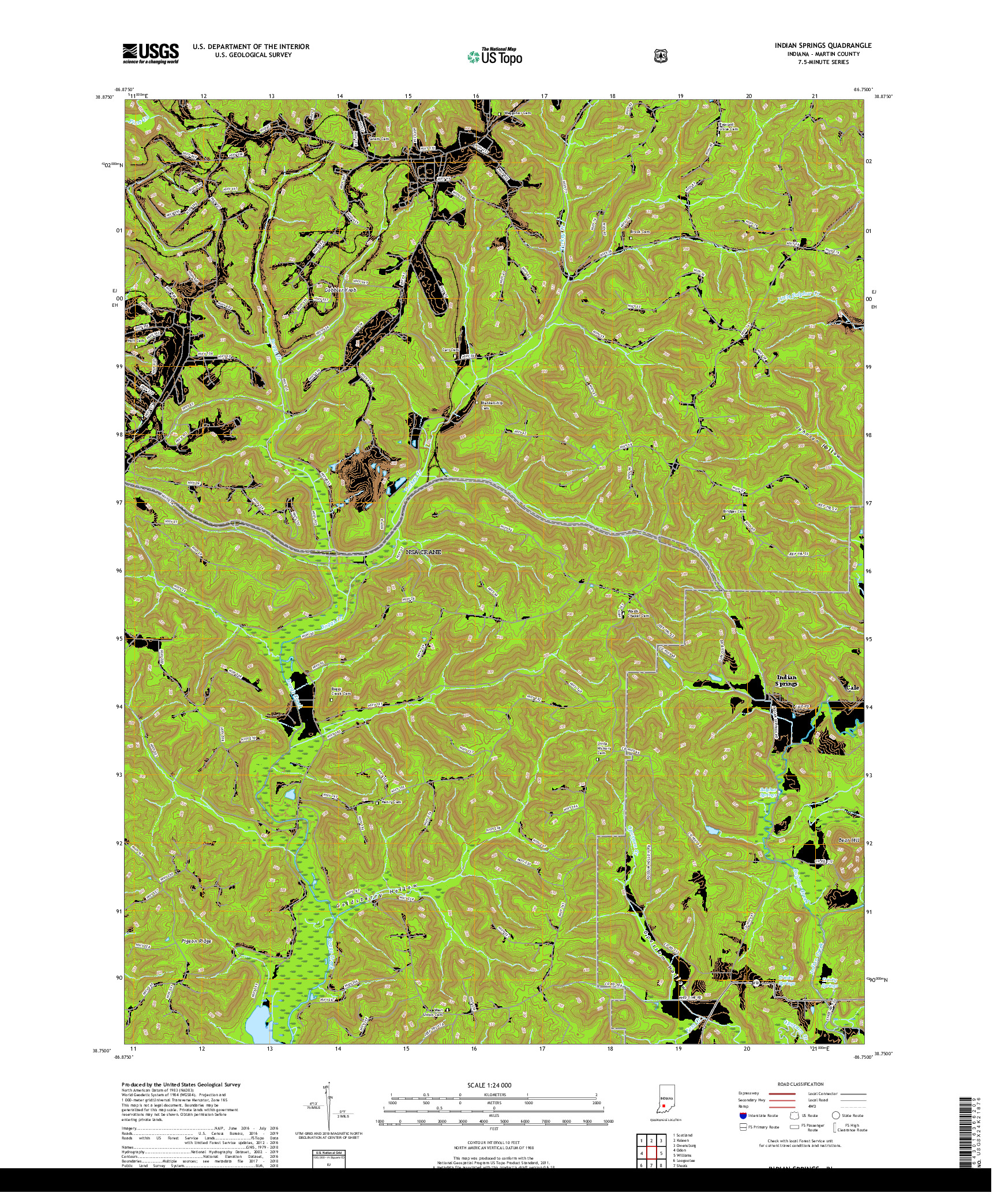 USGS US TOPO 7.5-MINUTE MAP FOR INDIAN SPRINGS, IN 2019