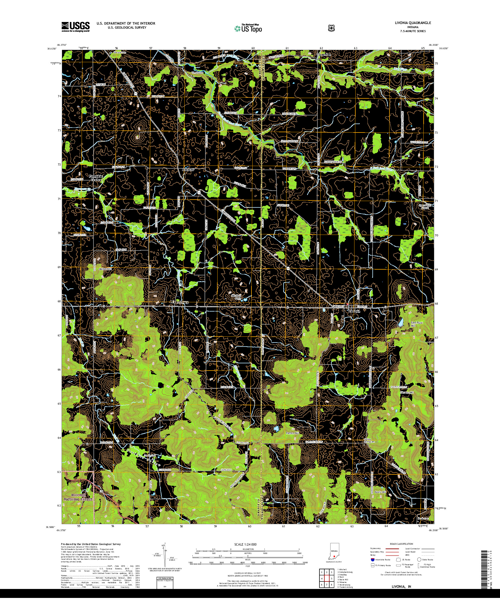 USGS US TOPO 7.5-MINUTE MAP FOR LIVONIA, IN 2019