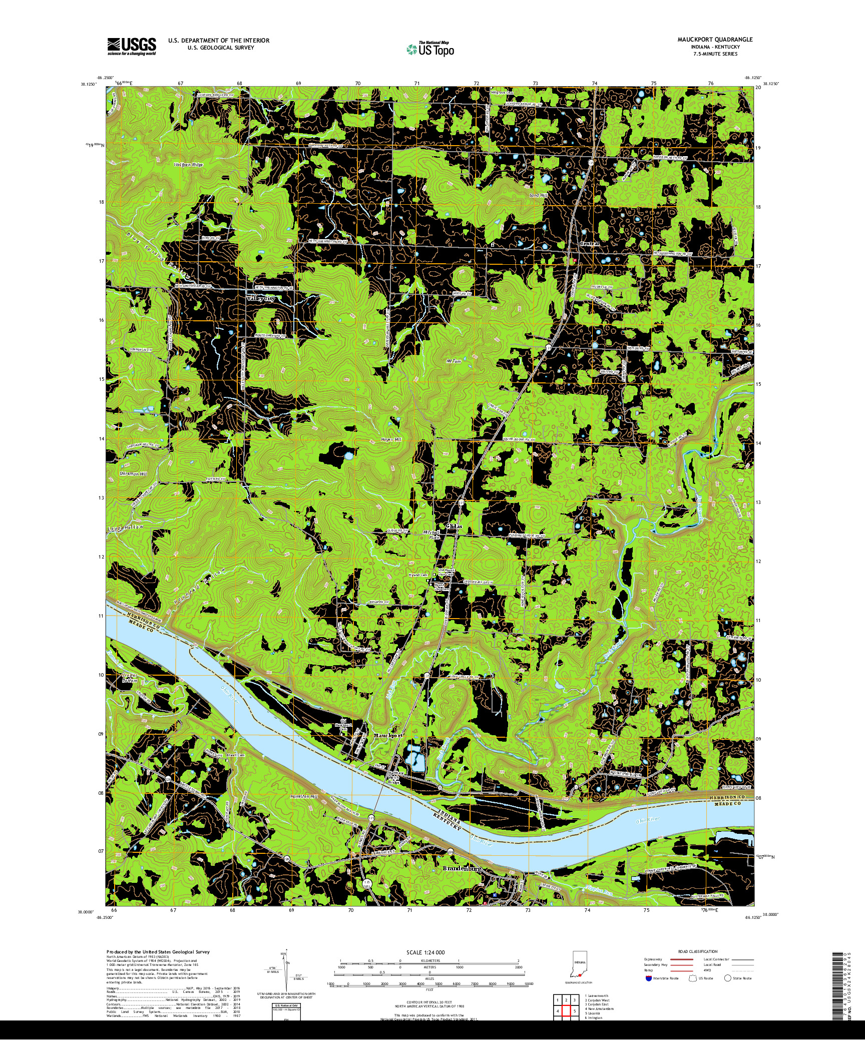 USGS US TOPO 7.5-MINUTE MAP FOR MAUCKPORT, IN,KY 2019