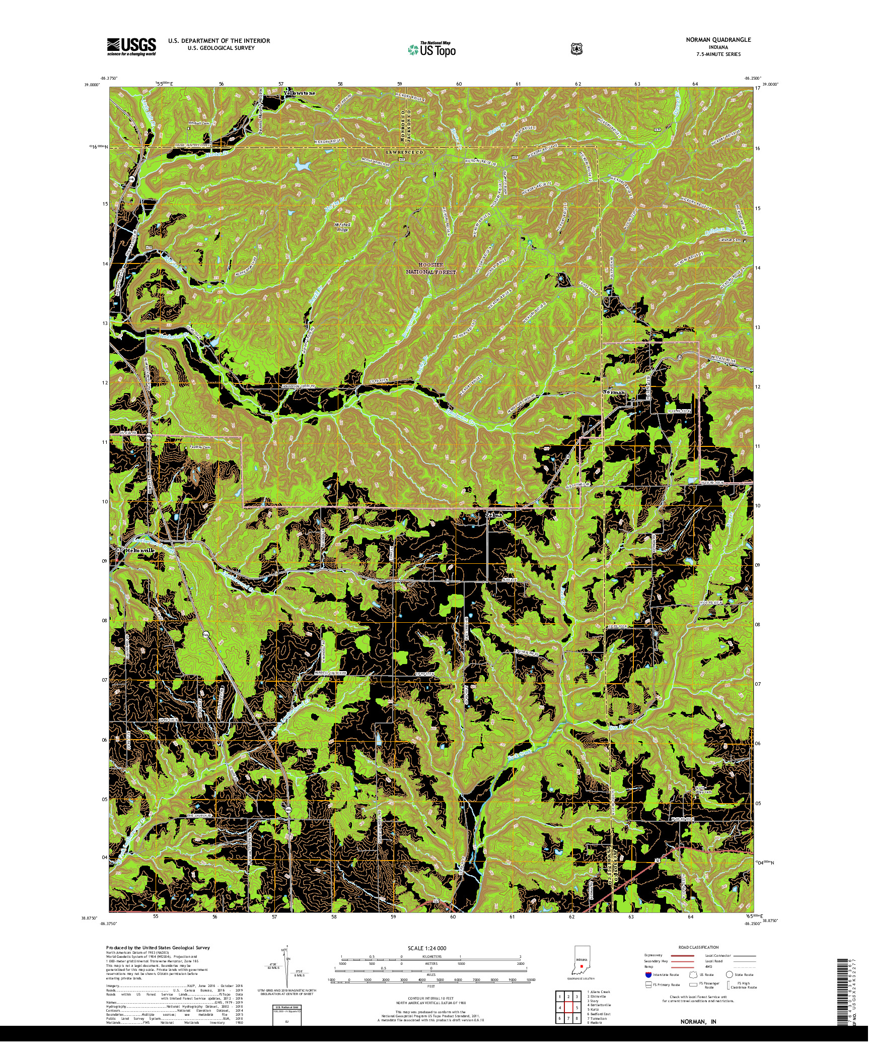 USGS US TOPO 7.5-MINUTE MAP FOR NORMAN, IN 2019