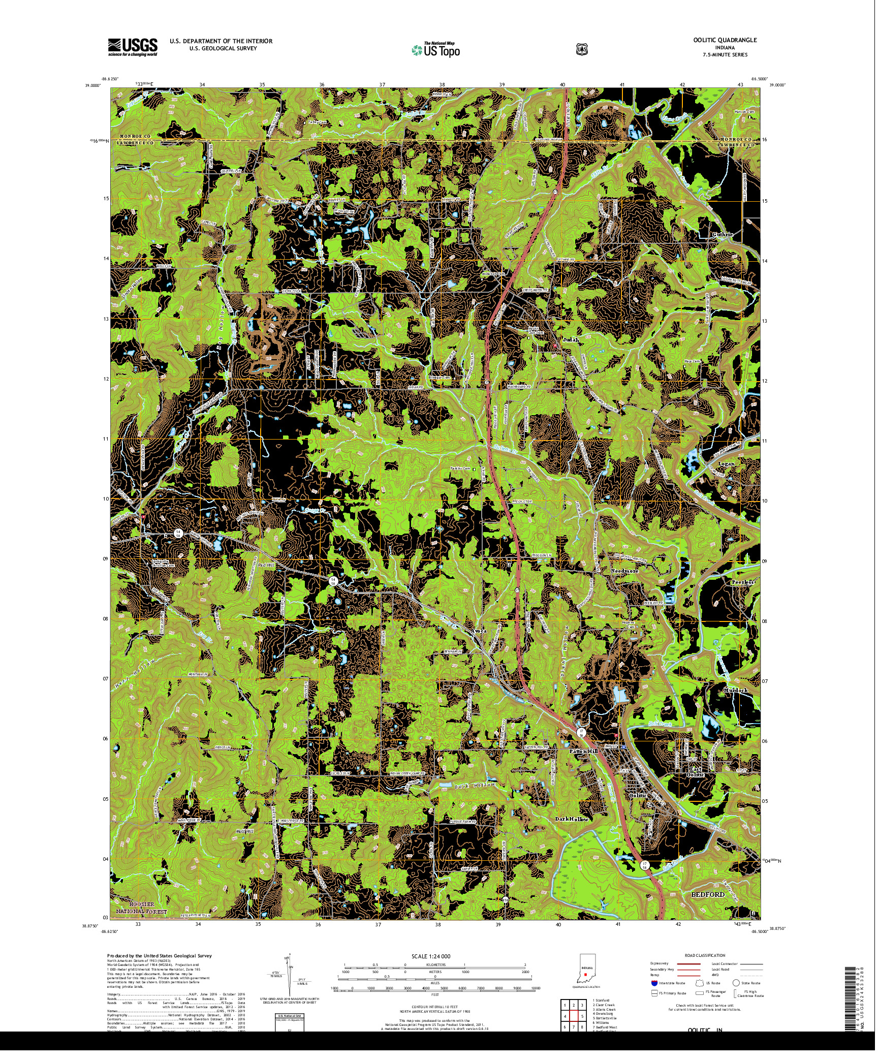USGS US TOPO 7.5-MINUTE MAP FOR OOLITIC, IN 2019