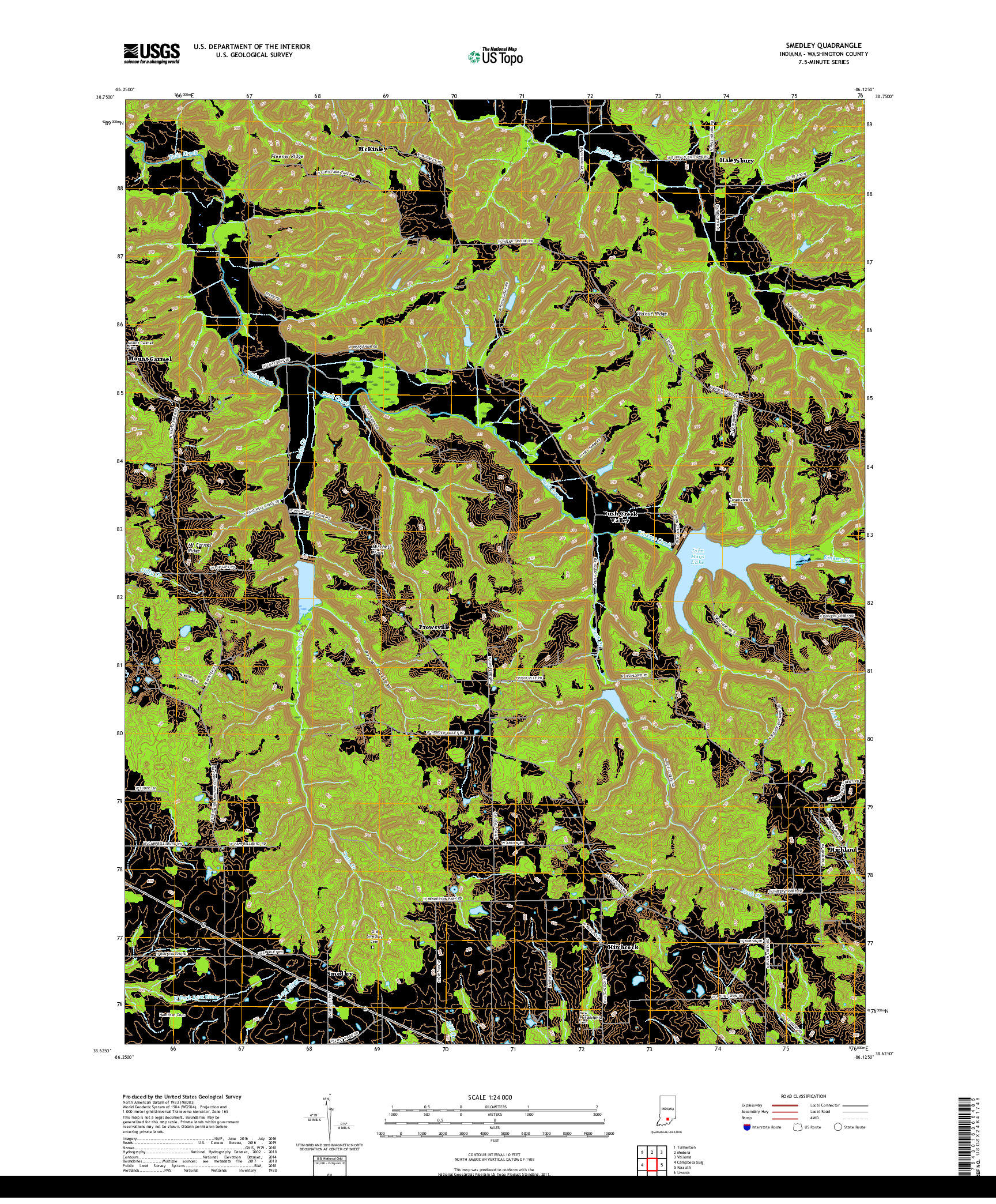 USGS US TOPO 7.5-MINUTE MAP FOR SMEDLEY, IN 2019