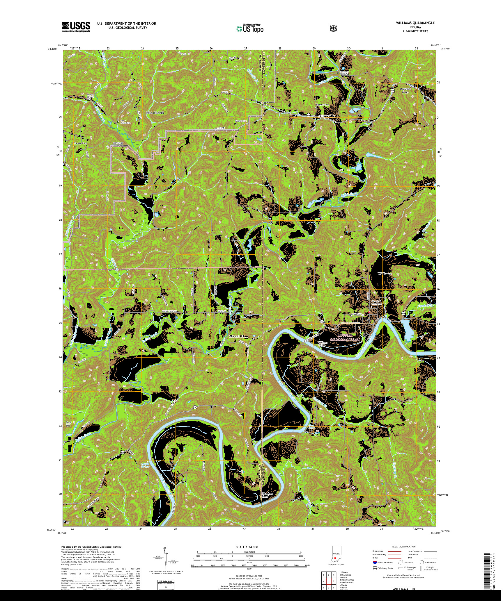 USGS US TOPO 7.5-MINUTE MAP FOR WILLIAMS, IN 2019