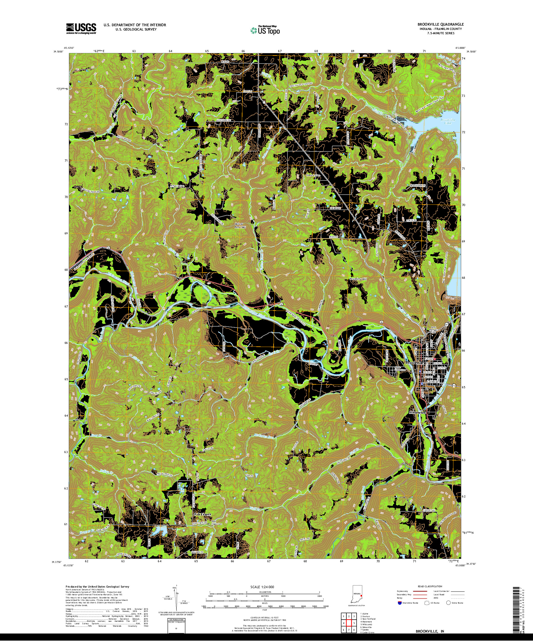 USGS US TOPO 7.5-MINUTE MAP FOR BROOKVILLE, IN 2019