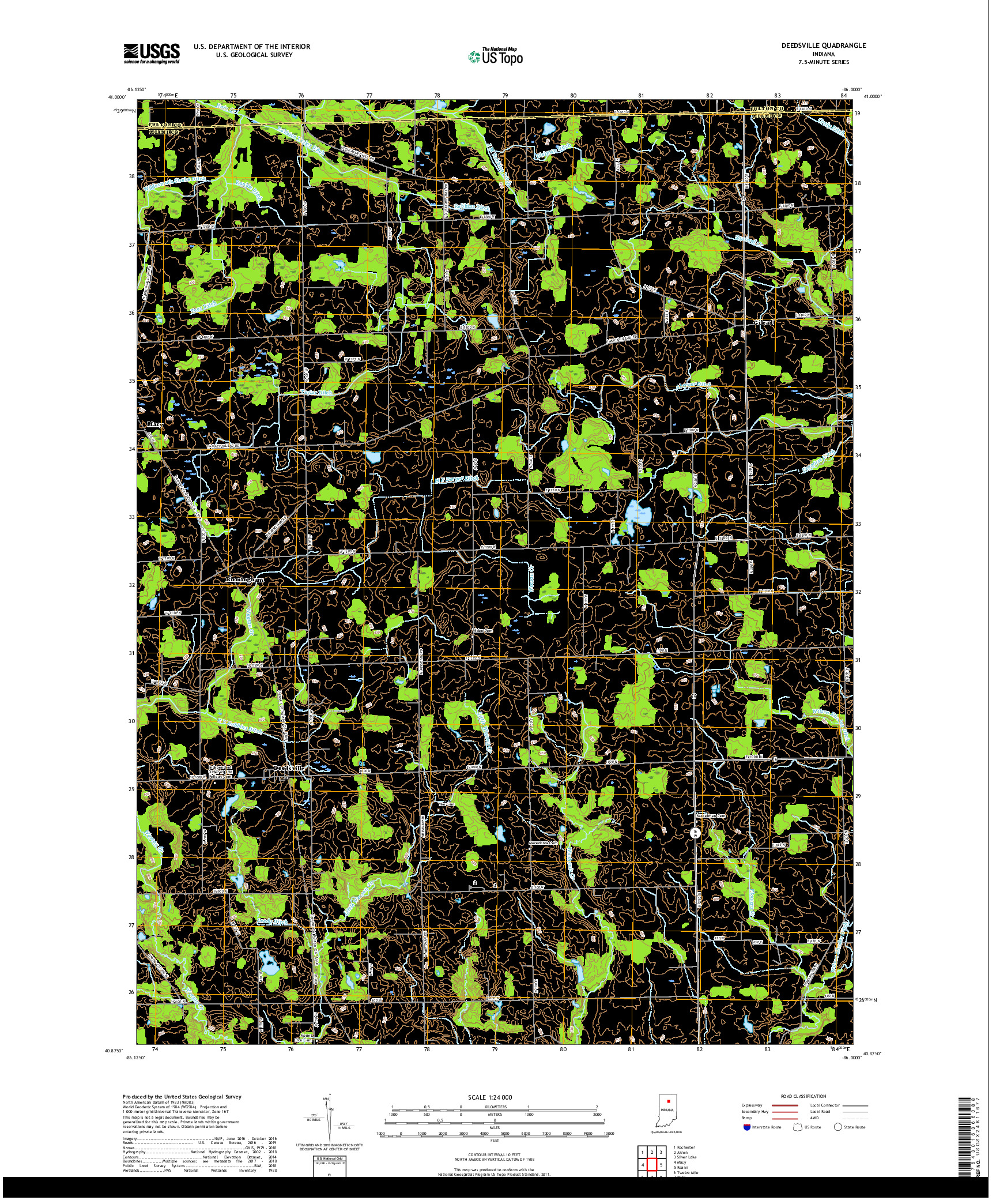 USGS US TOPO 7.5-MINUTE MAP FOR DEEDSVILLE, IN 2019