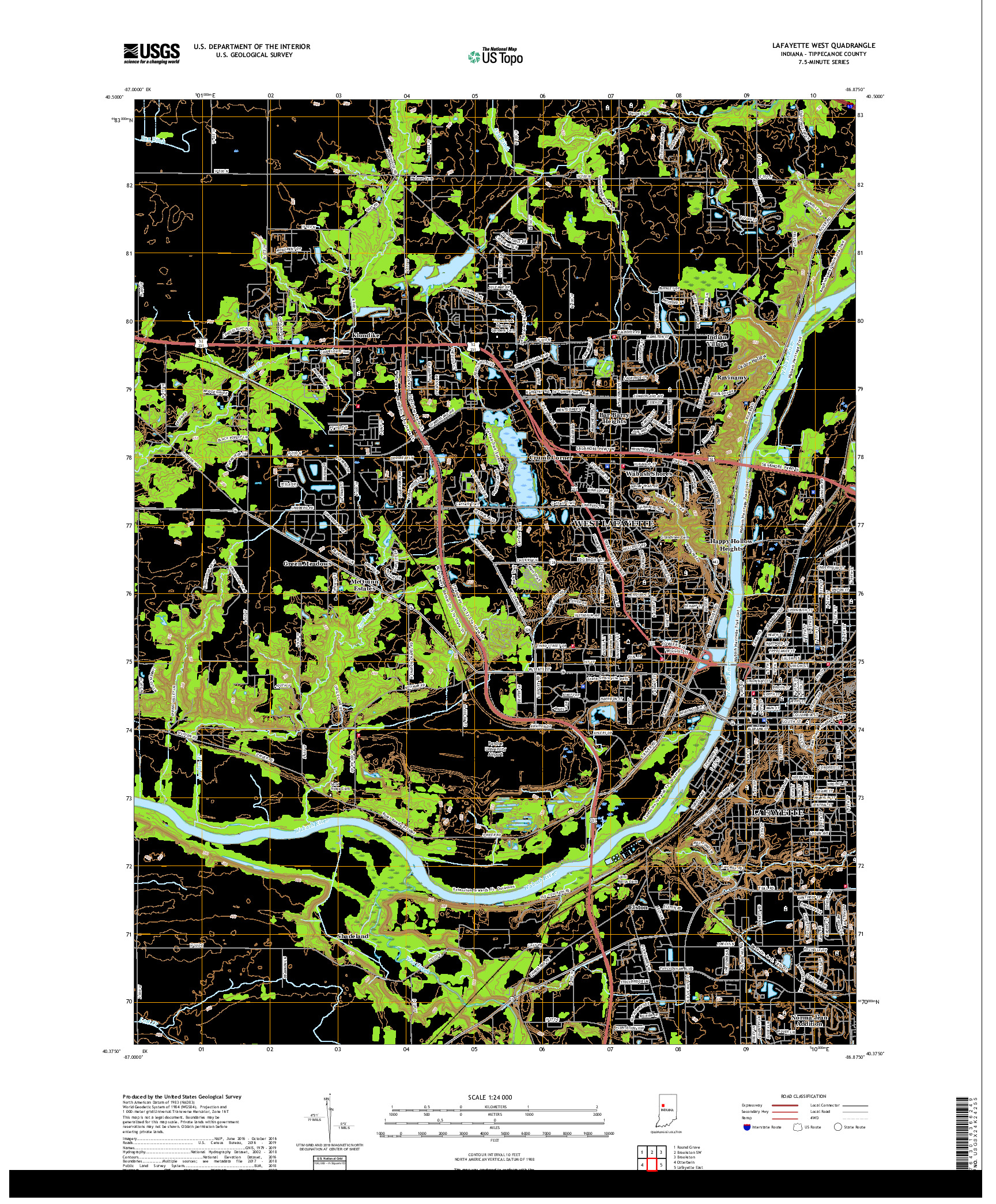 USGS US TOPO 7.5-MINUTE MAP FOR LAFAYETTE WEST, IN 2019