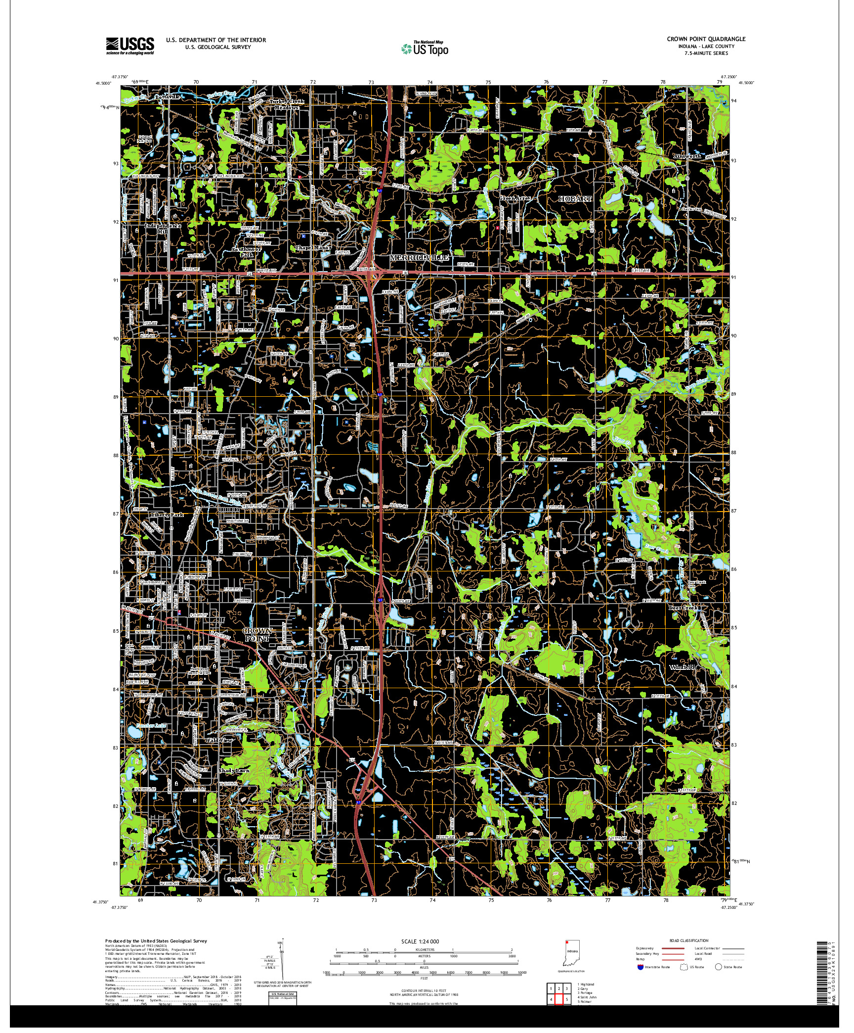 USGS US TOPO 7.5-MINUTE MAP FOR CROWN POINT, IN 2019