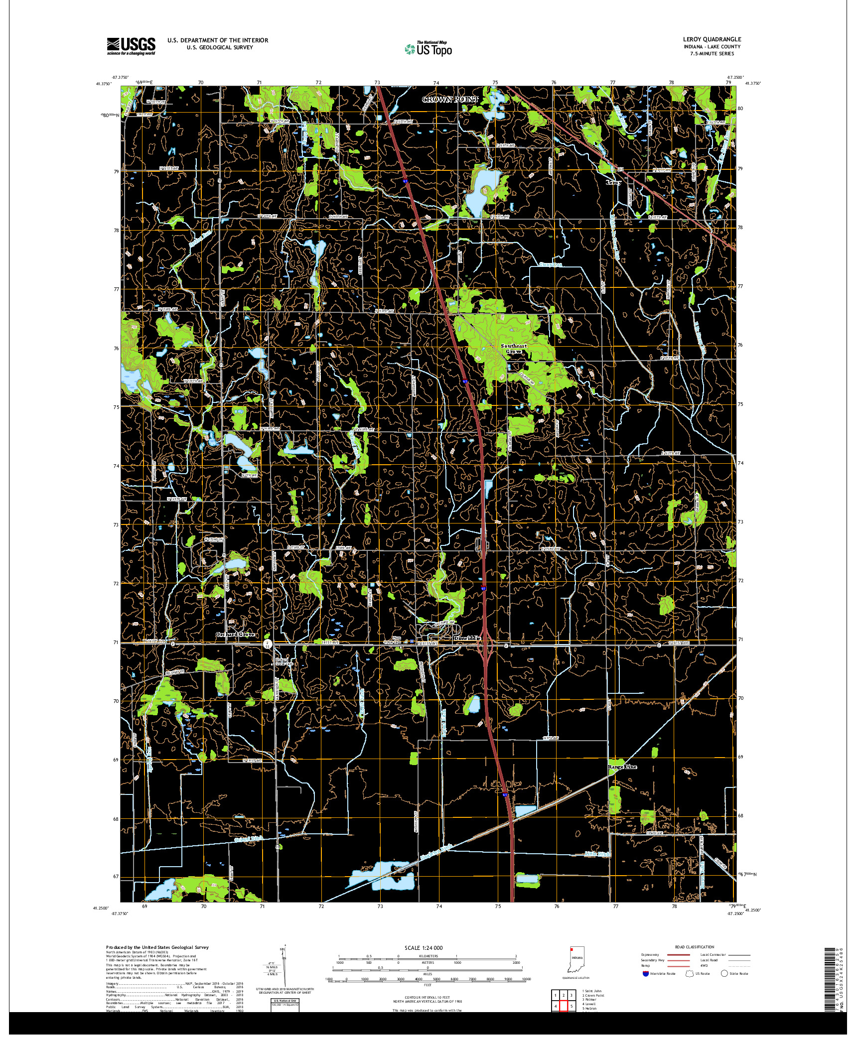 USGS US TOPO 7.5-MINUTE MAP FOR LEROY, IN 2019