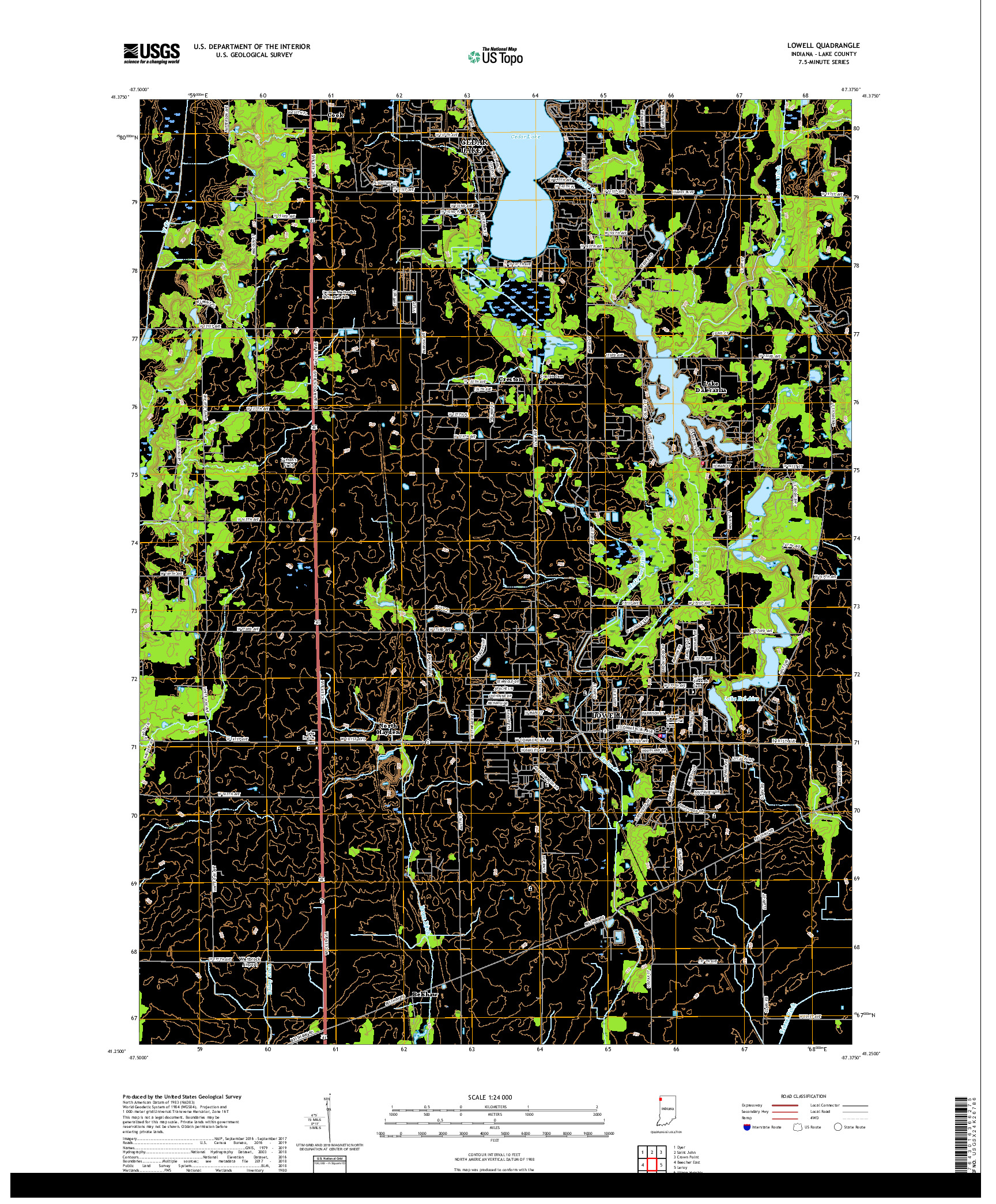 USGS US TOPO 7.5-MINUTE MAP FOR LOWELL, IN 2019