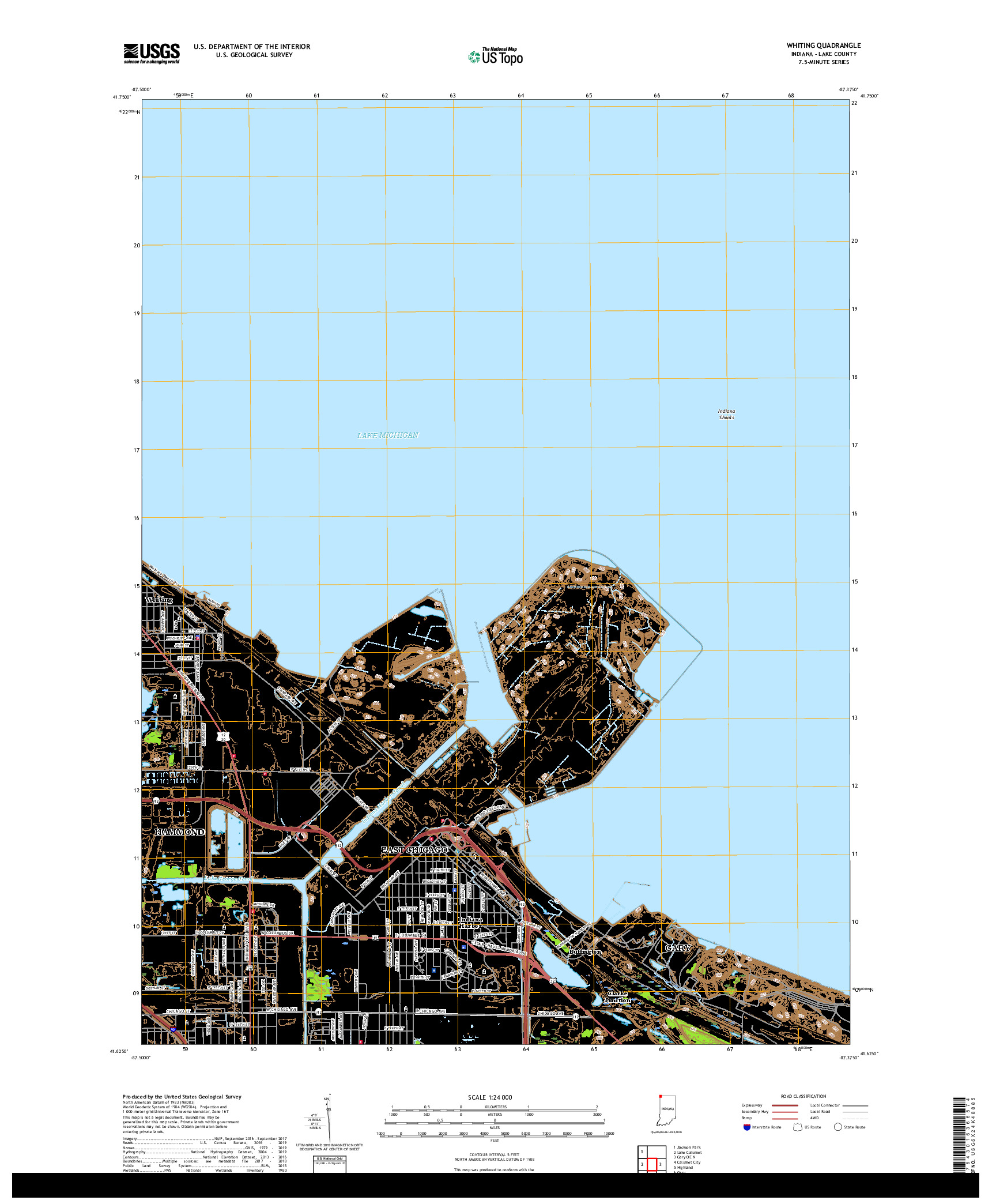 USGS US TOPO 7.5-MINUTE MAP FOR WHITING, IN 2019