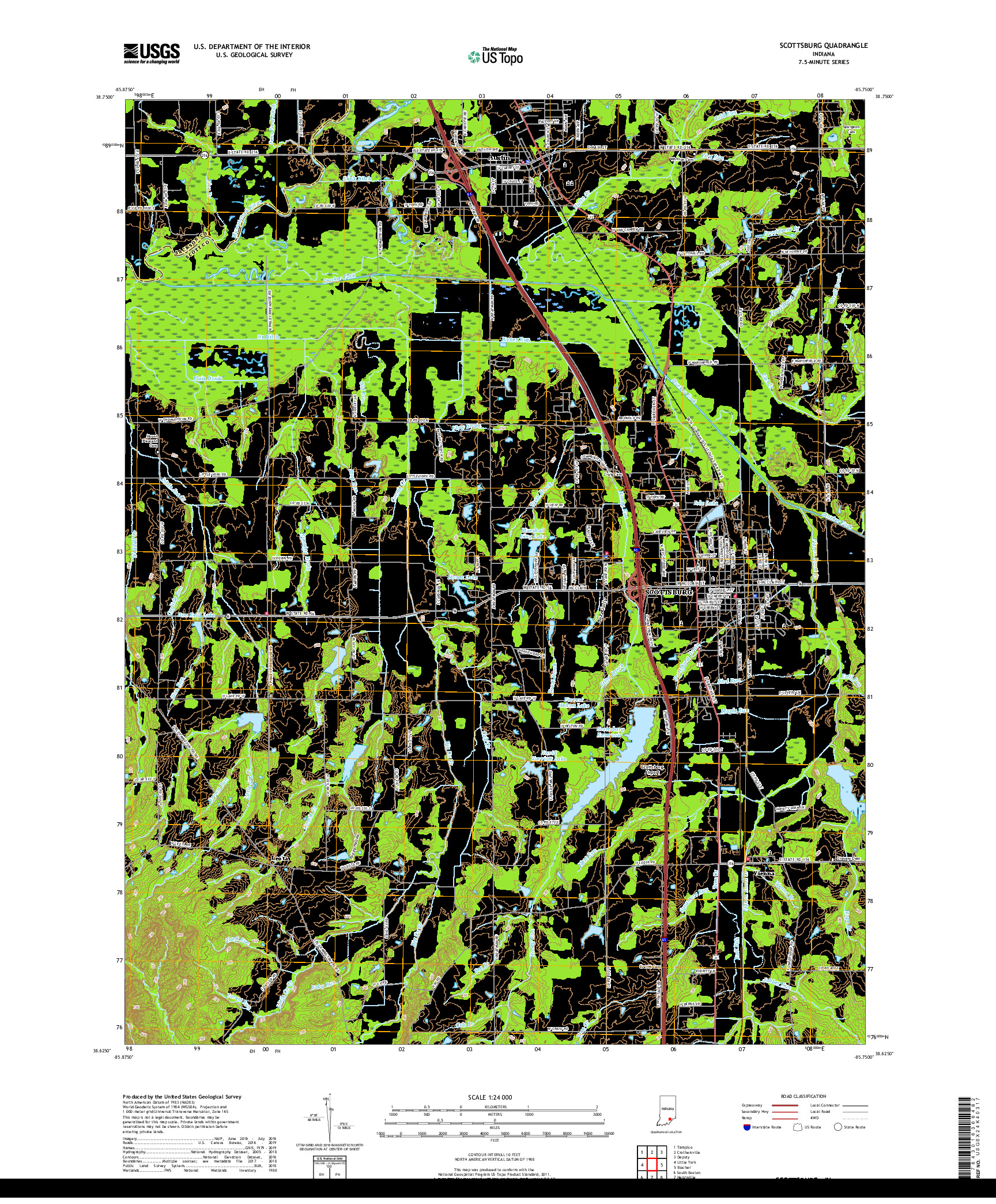 USGS US TOPO 7.5-MINUTE MAP FOR SCOTTSBURG, IN 2019