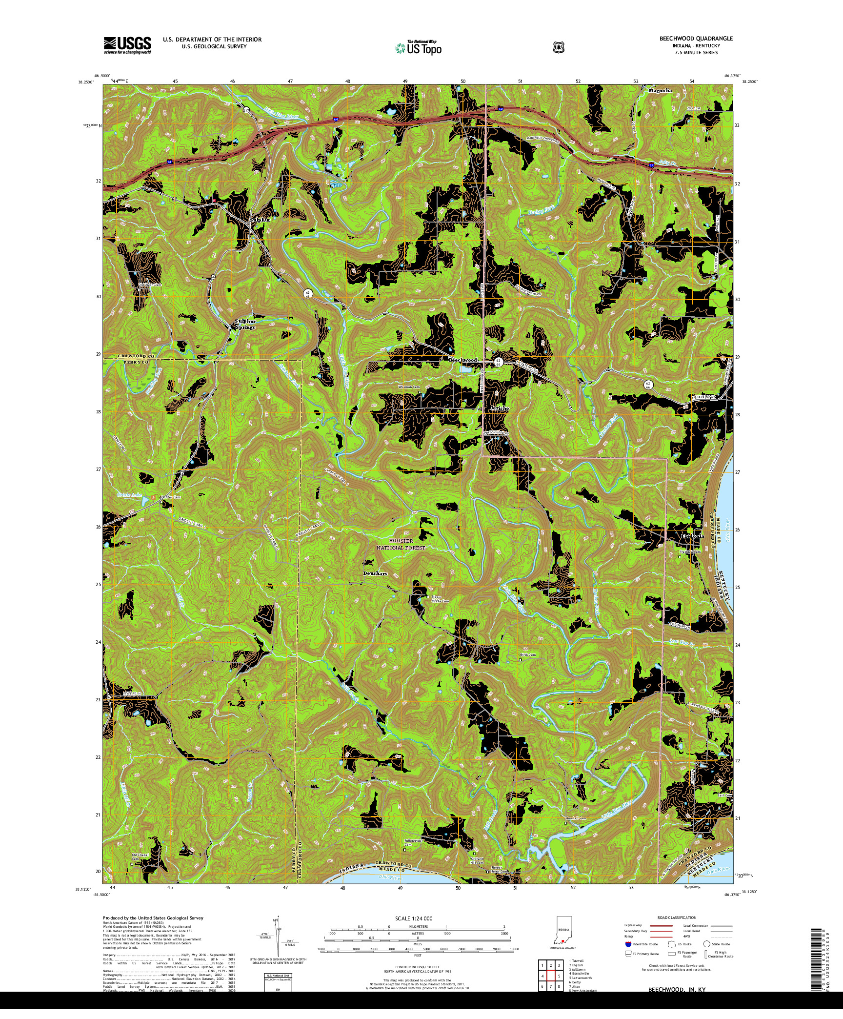 USGS US TOPO 7.5-MINUTE MAP FOR BEECHWOOD, IN,KY 2019