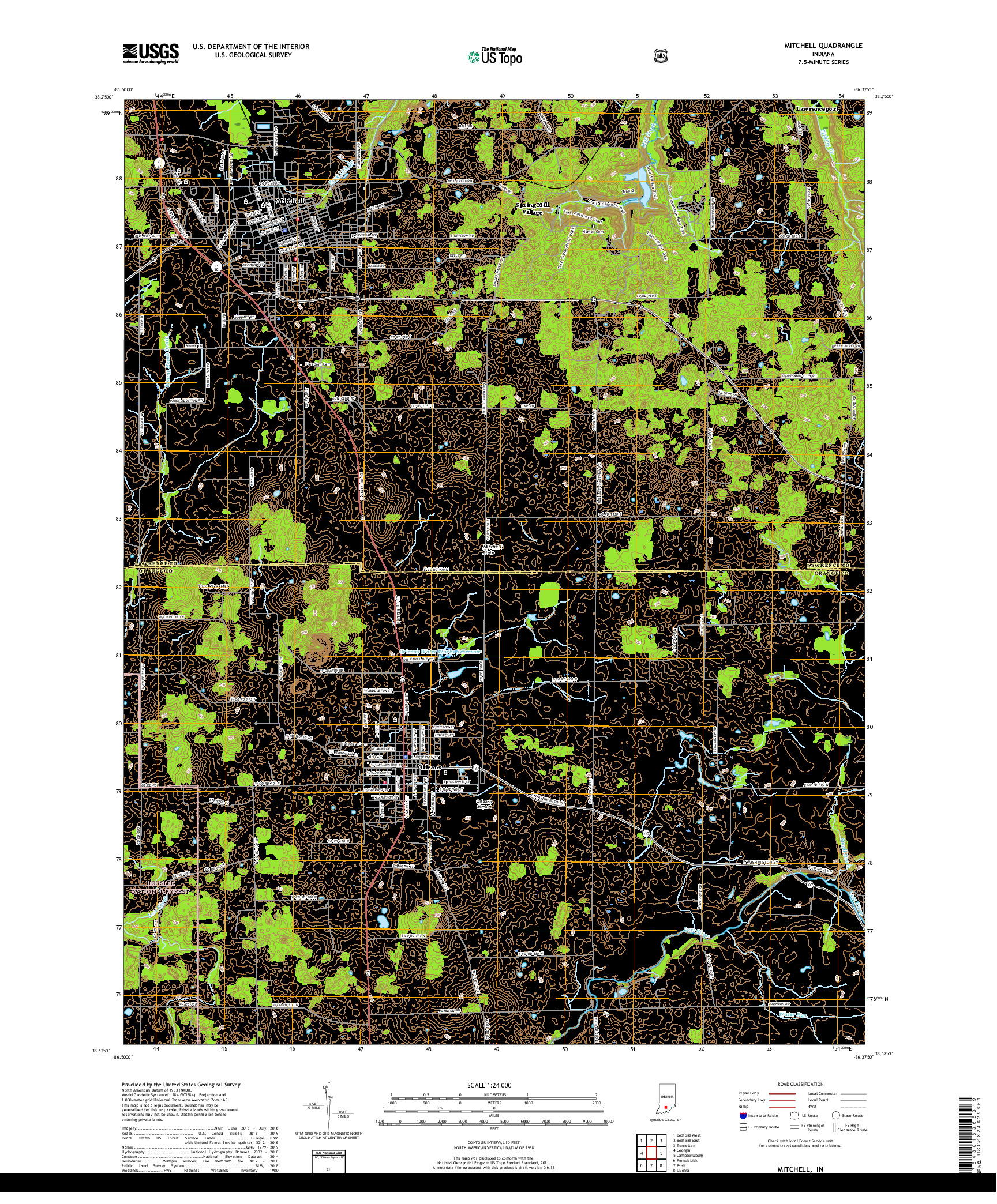 USGS US TOPO 7.5-MINUTE MAP FOR MITCHELL, IN 2019