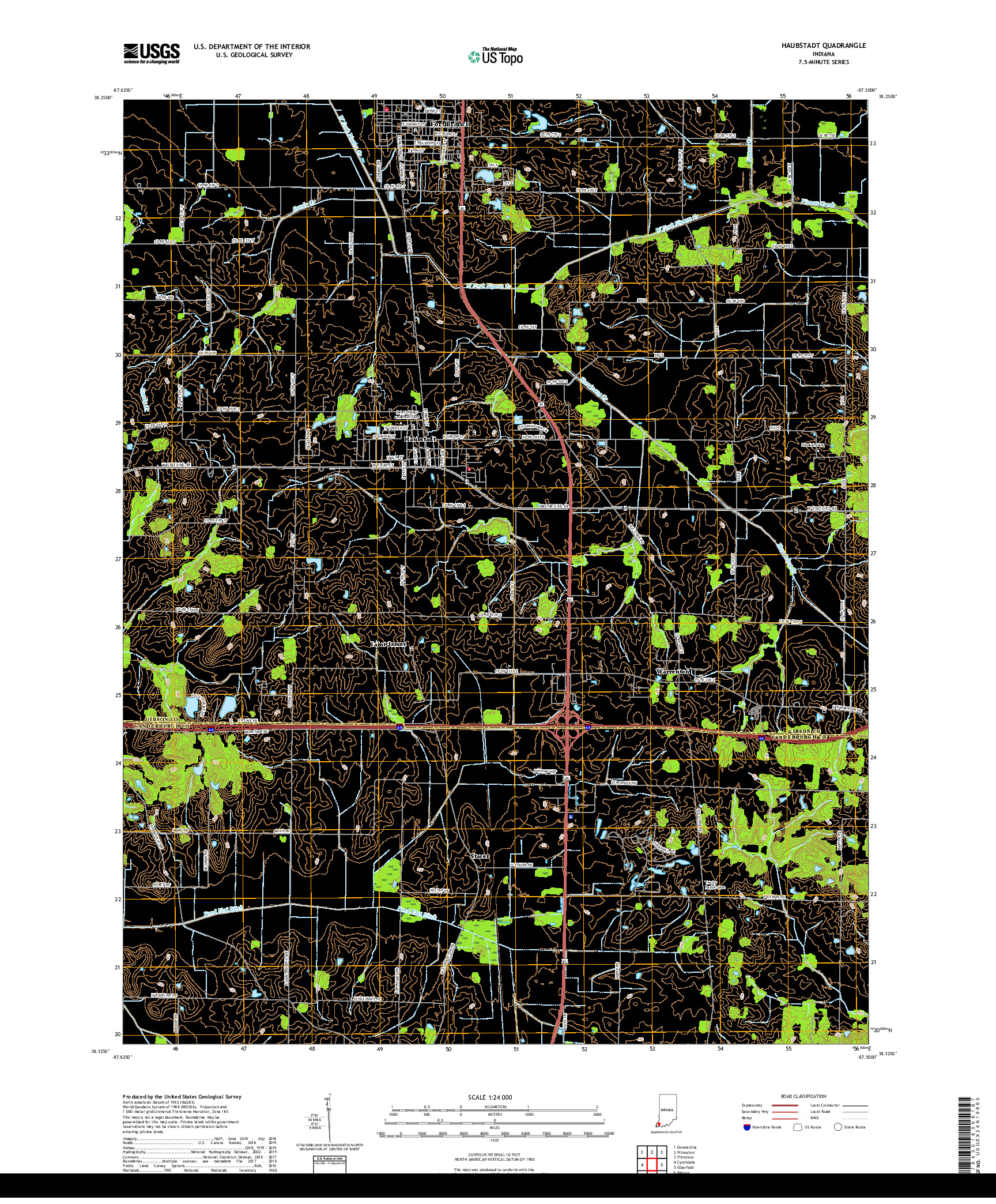 USGS US TOPO 7.5-MINUTE MAP FOR HAUBSTADT, IN 2019