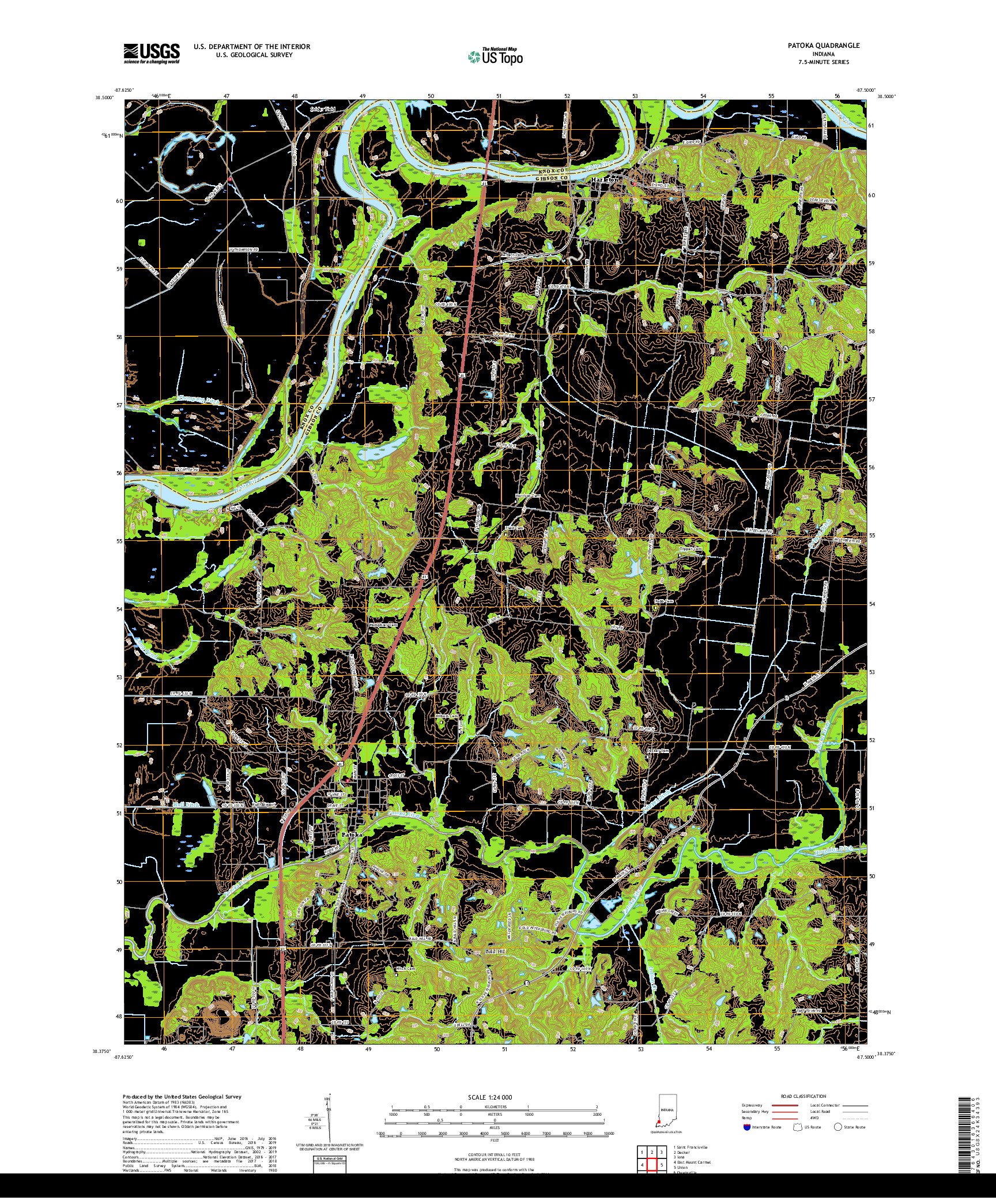 USGS US TOPO 7.5-MINUTE MAP FOR PATOKA, IN 2019