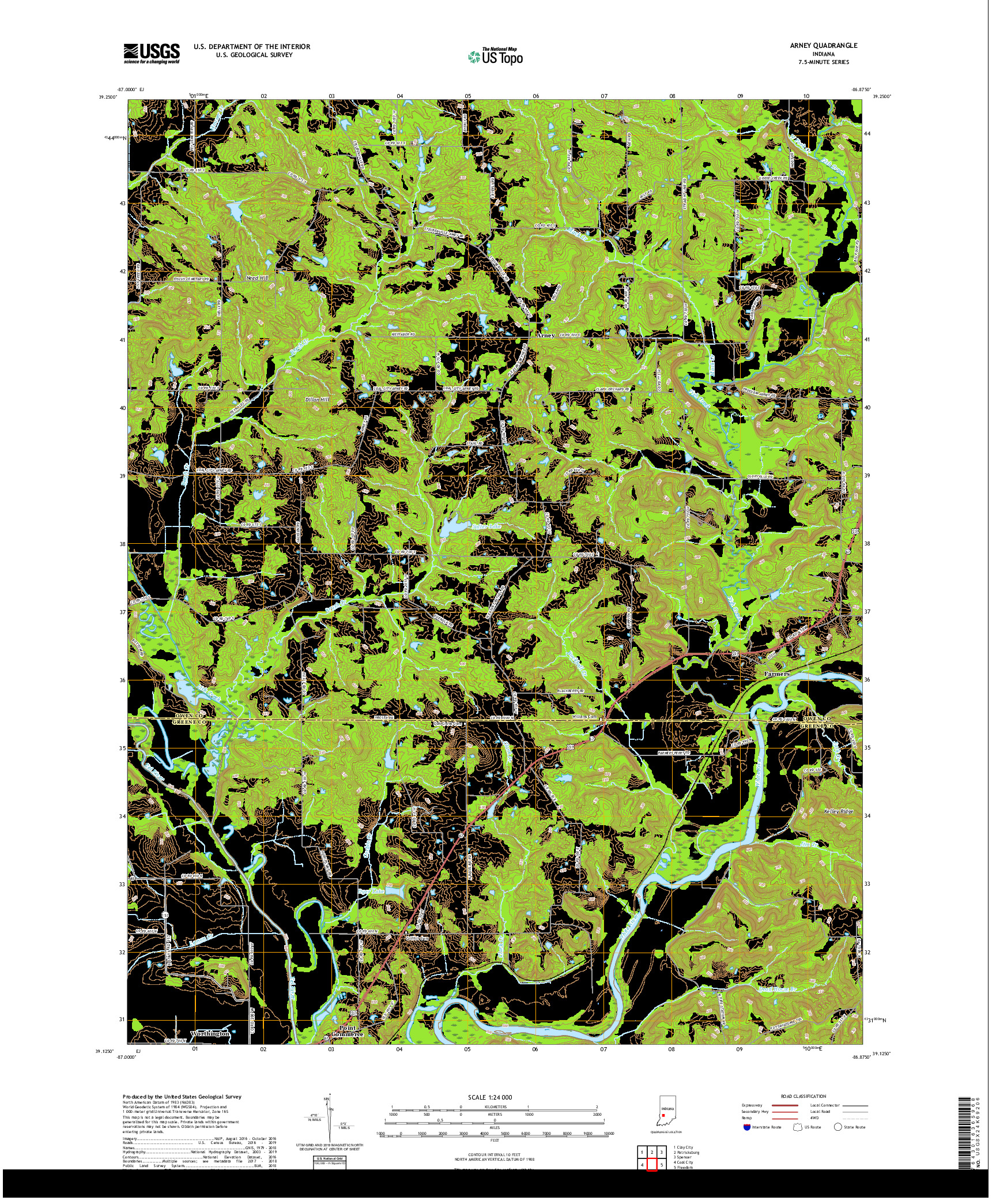 USGS US TOPO 7.5-MINUTE MAP FOR ARNEY, IN 2019