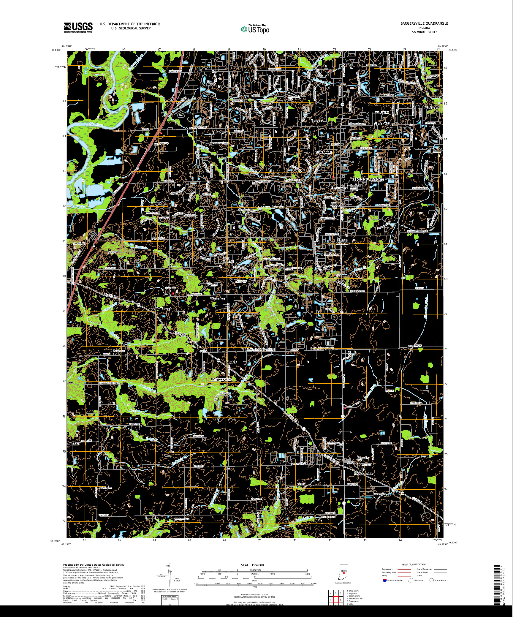 USGS US TOPO 7.5-MINUTE MAP FOR BARGERSVILLE, IN 2019