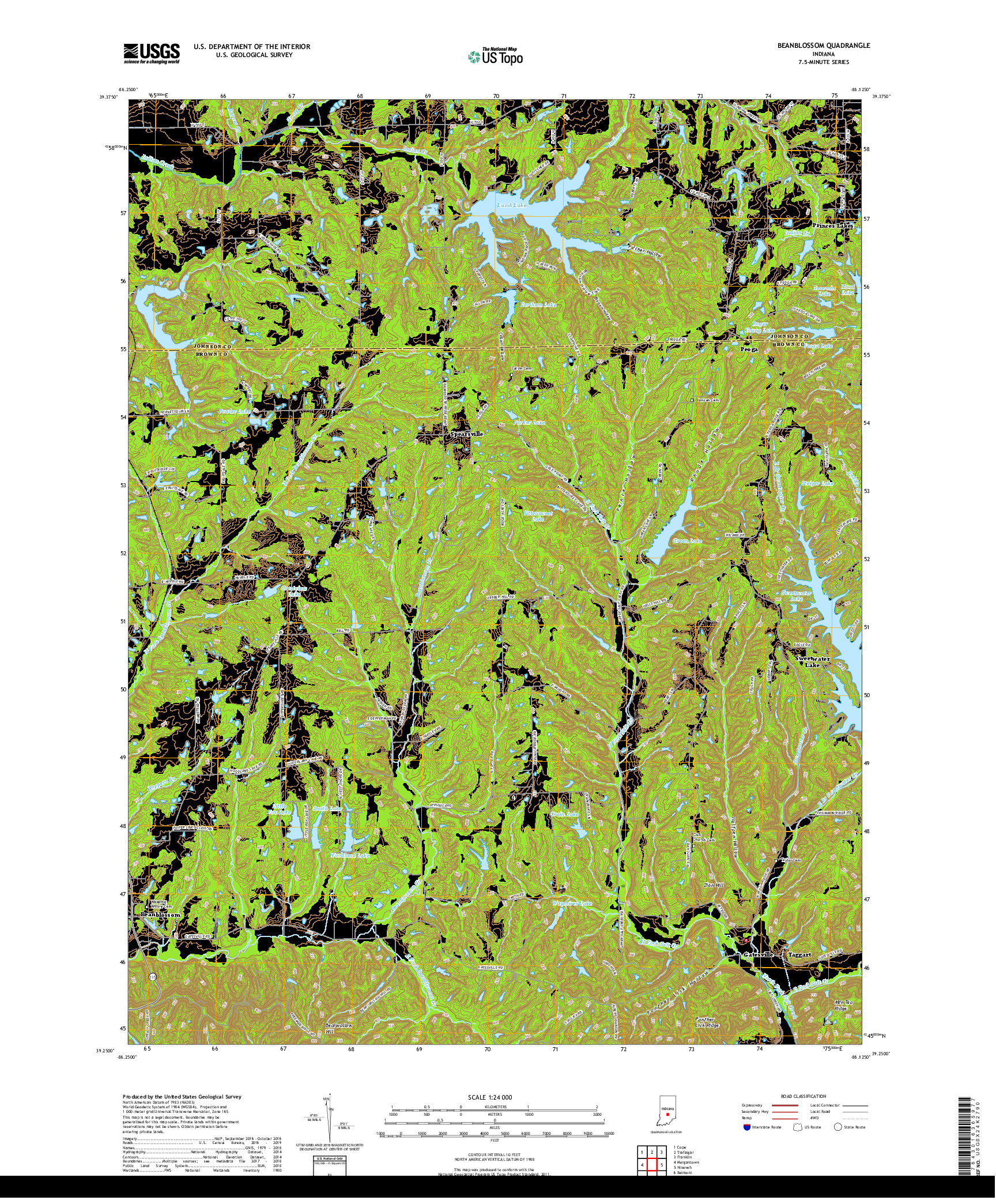 USGS US TOPO 7.5-MINUTE MAP FOR BEANBLOSSOM, IN 2019