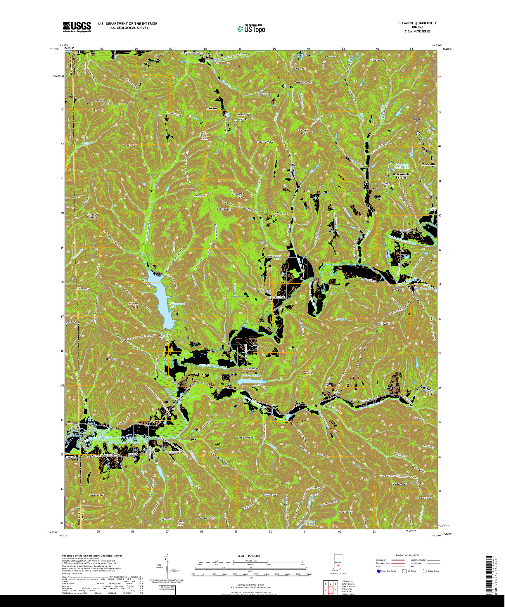 USGS US TOPO 7.5-MINUTE MAP FOR BELMONT, IN 2019