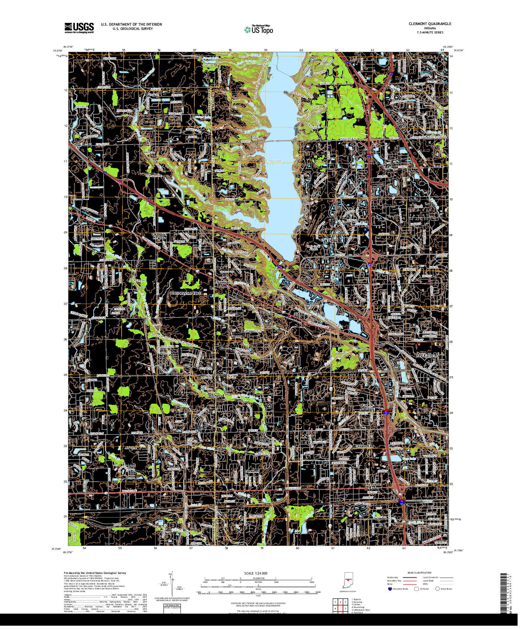 USGS US TOPO 7.5-MINUTE MAP FOR CLERMONT, IN 2019