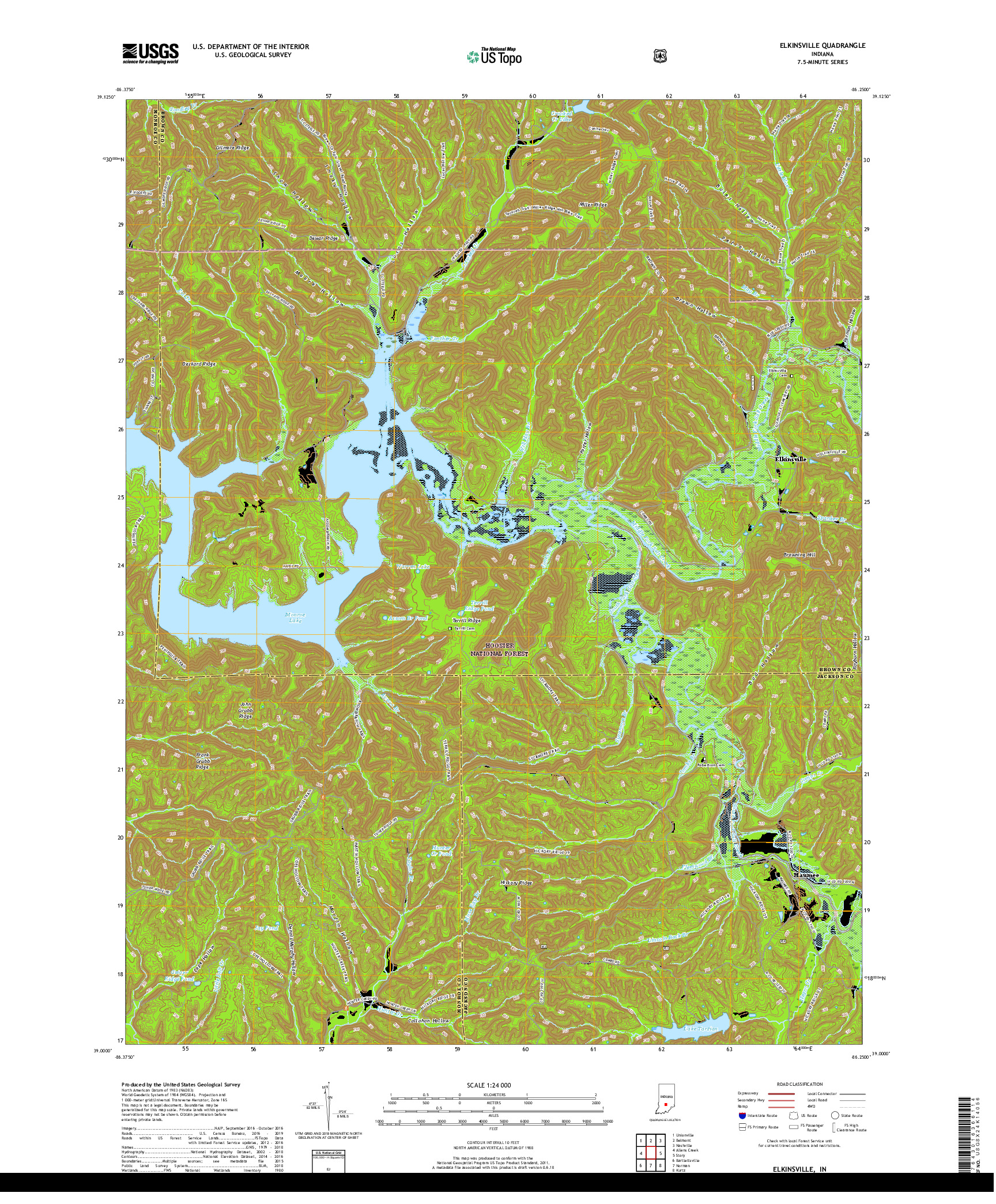 USGS US TOPO 7.5-MINUTE MAP FOR ELKINSVILLE, IN 2019