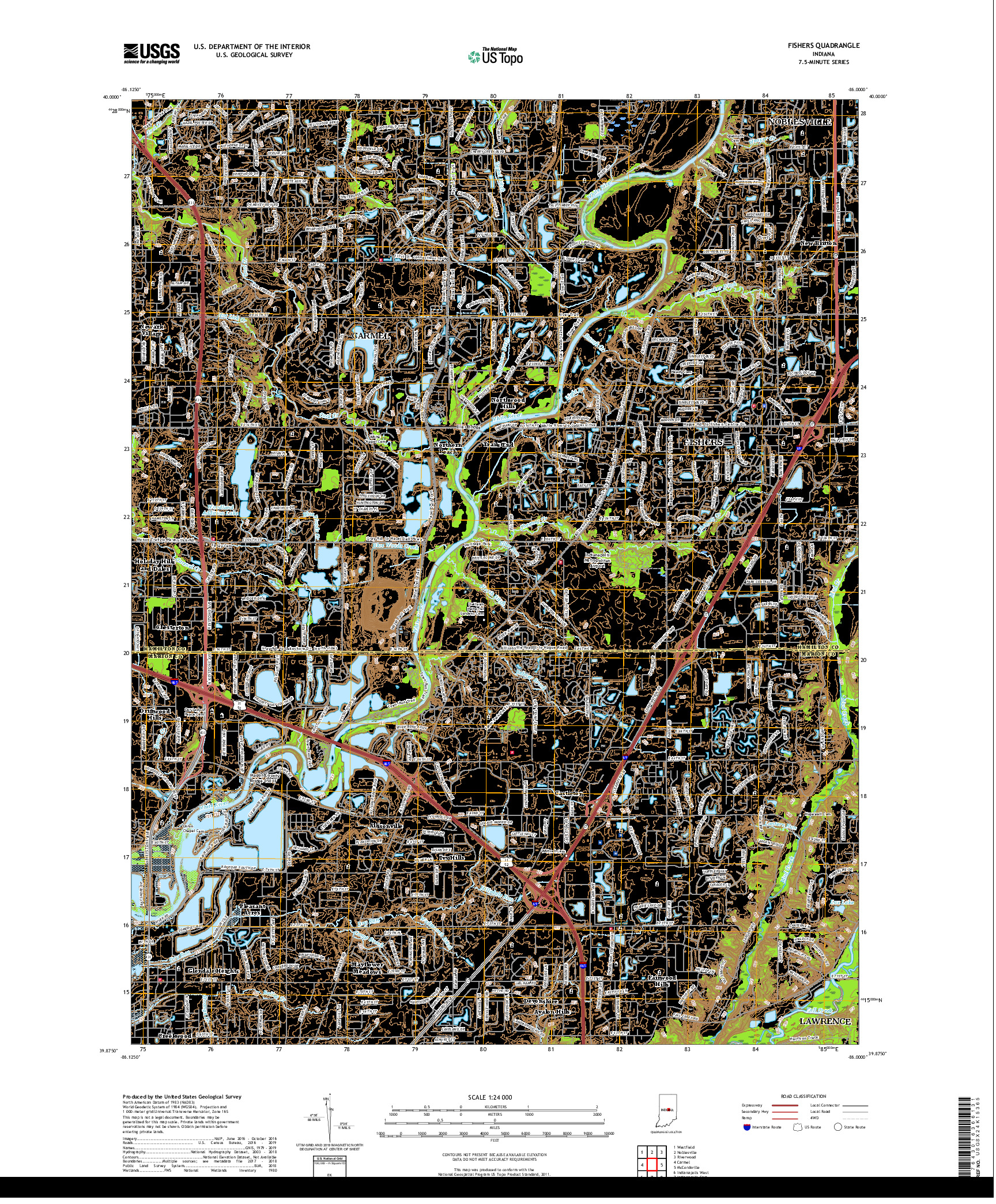 USGS US TOPO 7.5-MINUTE MAP FOR FISHERS, IN 2019