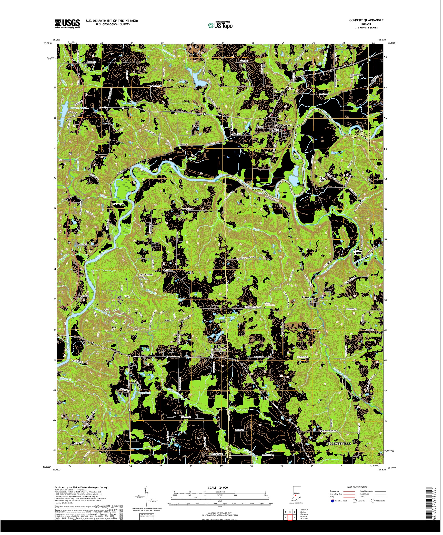 USGS US TOPO 7.5-MINUTE MAP FOR GOSPORT, IN 2019