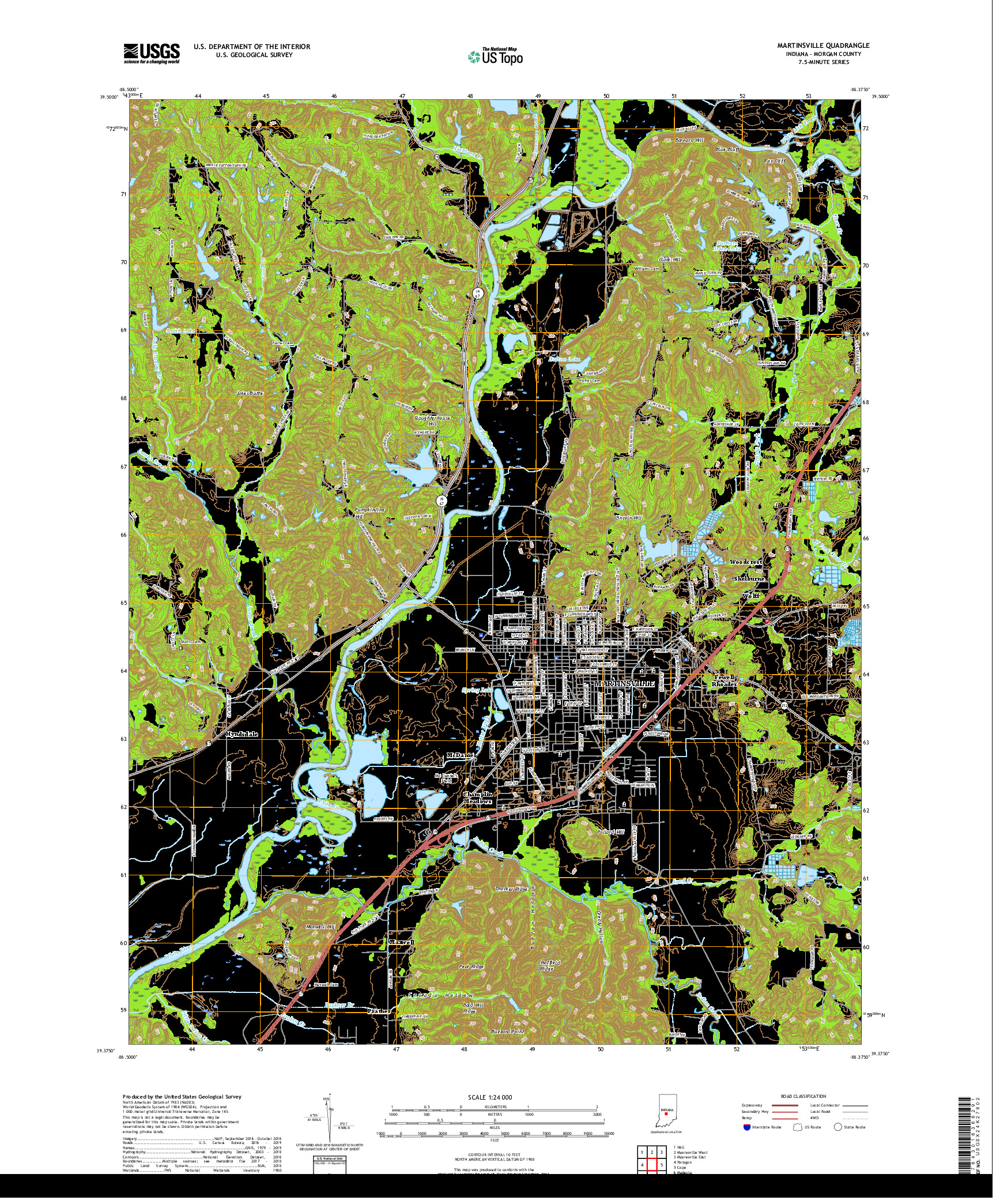 USGS US TOPO 7.5-MINUTE MAP FOR MARTINSVILLE, IN 2019