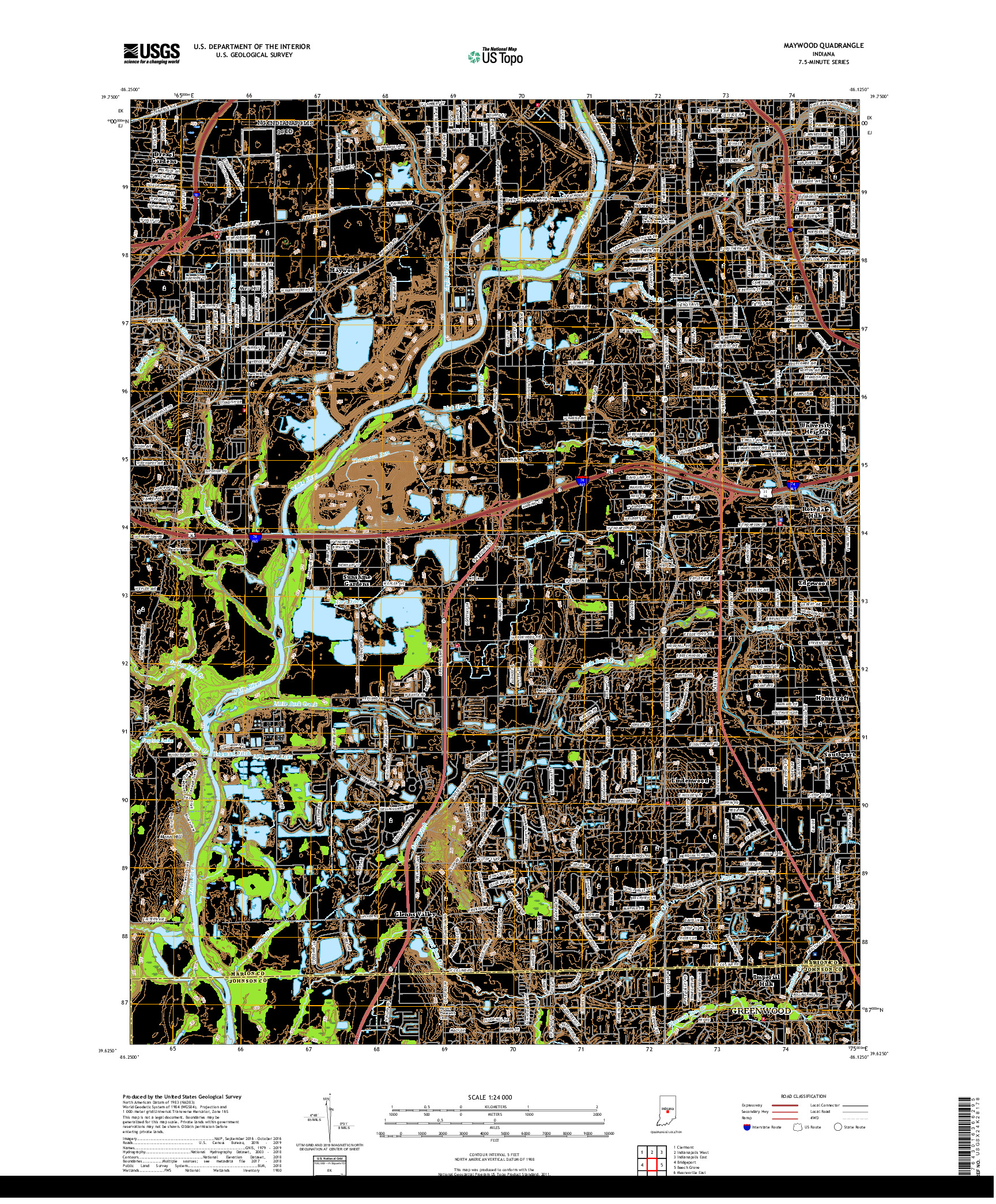 USGS US TOPO 7.5-MINUTE MAP FOR MAYWOOD, IN 2019