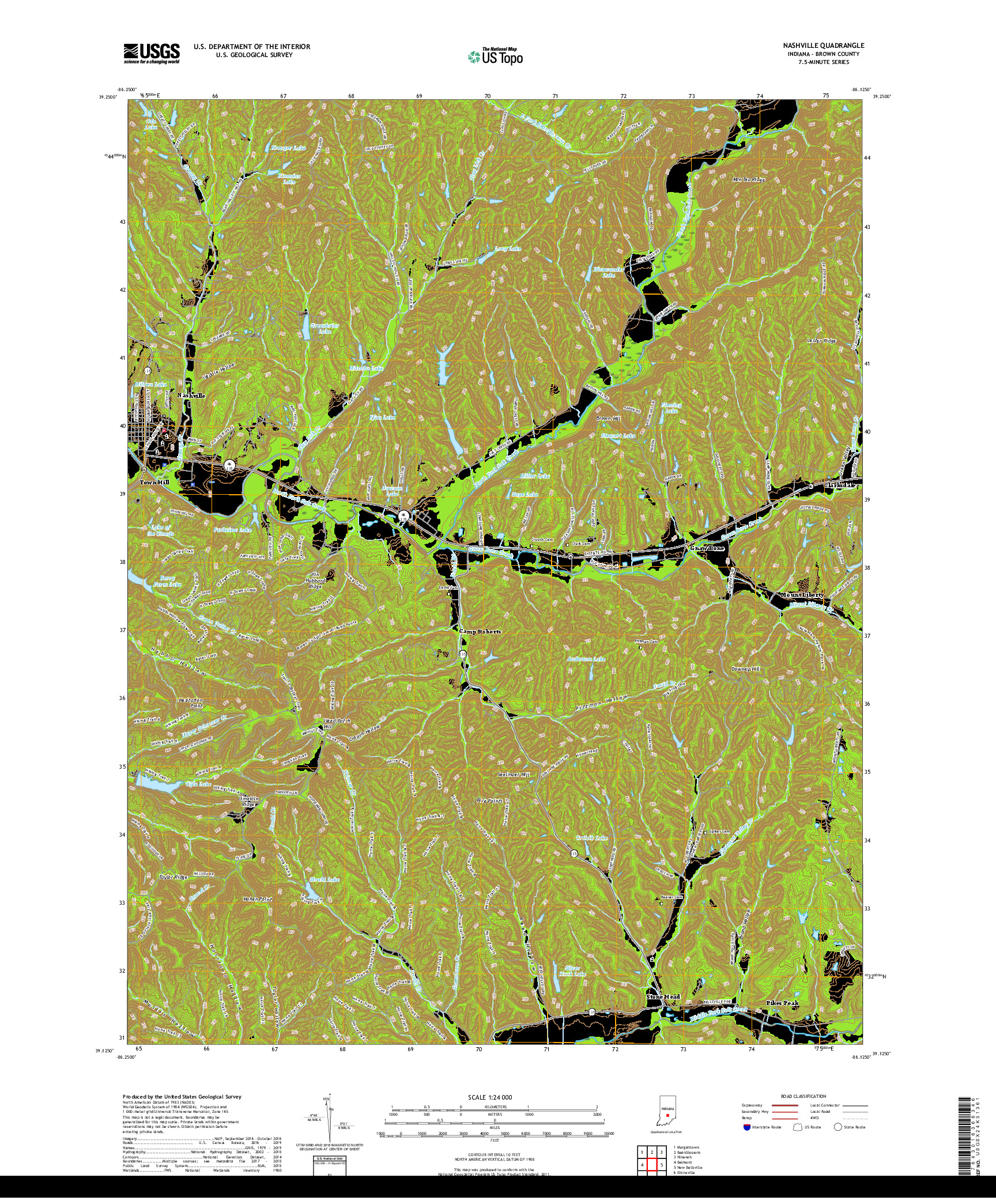 USGS US TOPO 7.5-MINUTE MAP FOR NASHVILLE, IN 2019