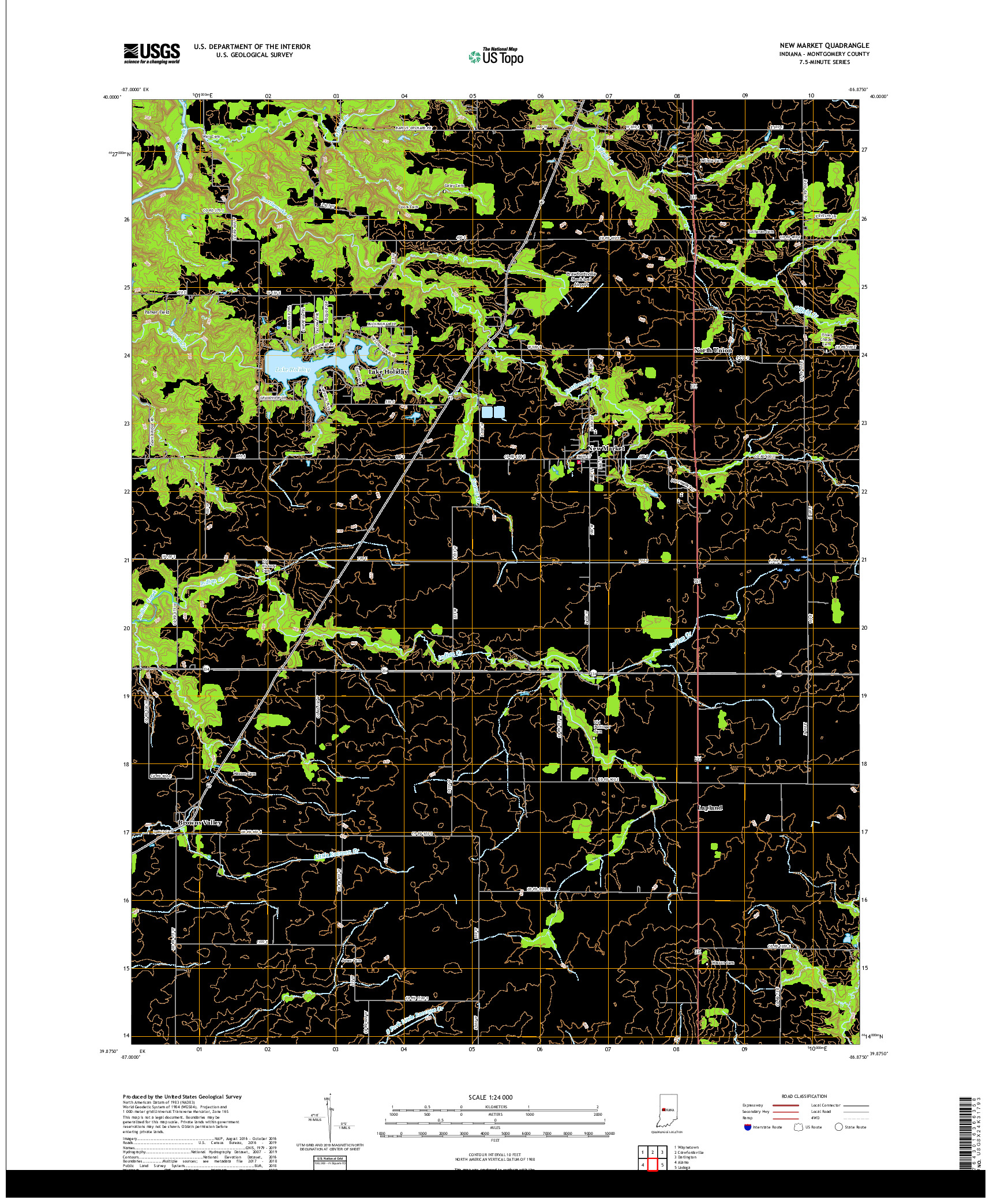 USGS US TOPO 7.5-MINUTE MAP FOR NEW MARKET, IN 2019