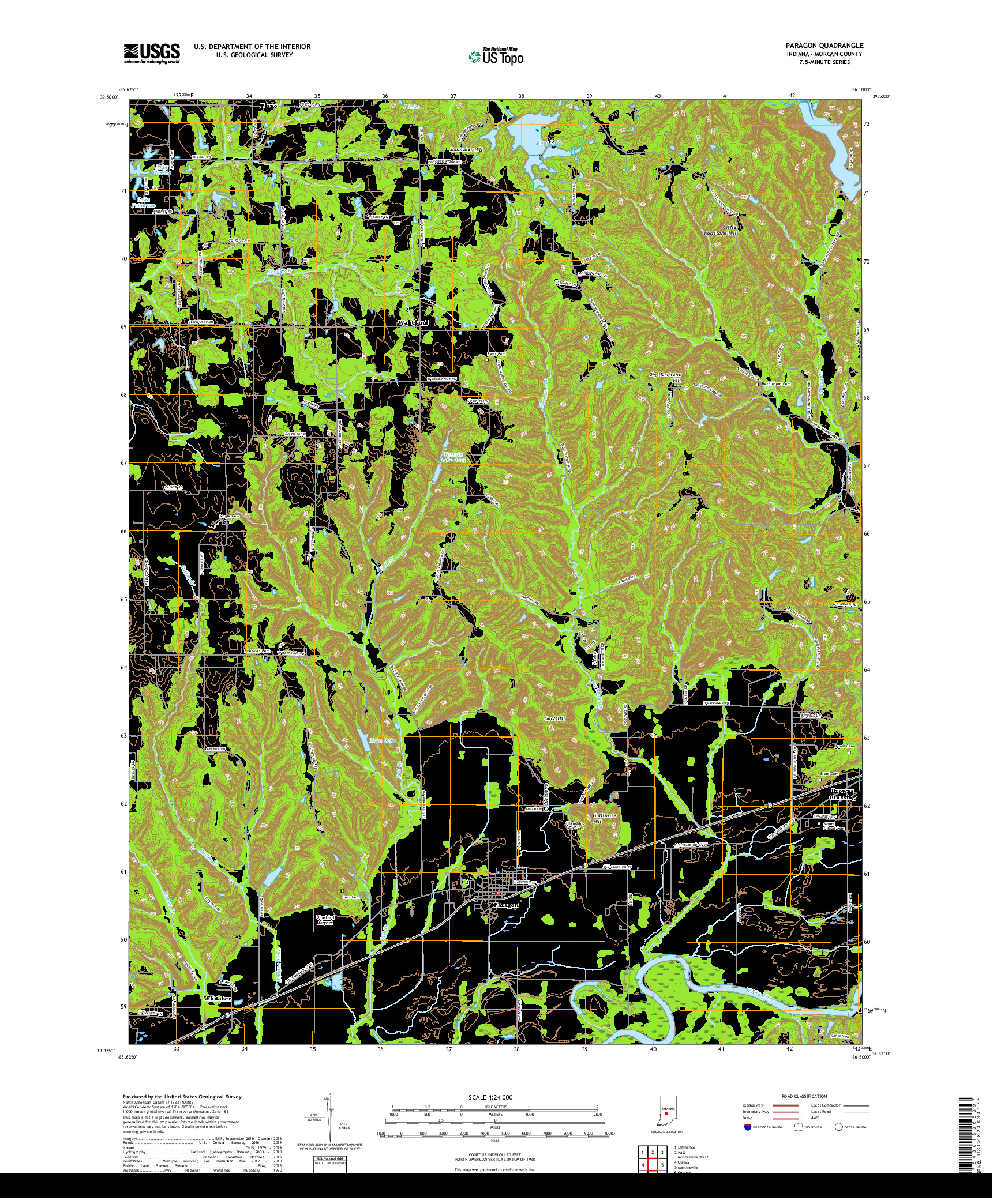 USGS US TOPO 7.5-MINUTE MAP FOR PARAGON, IN 2019