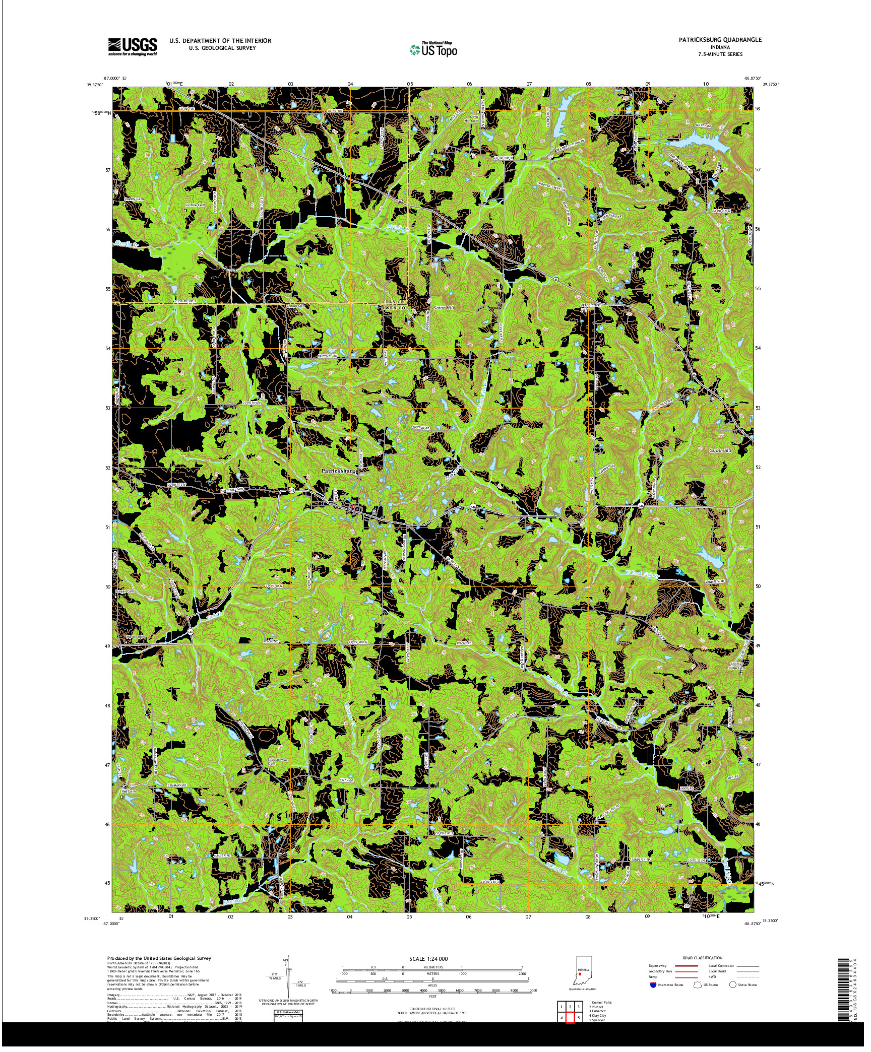 USGS US TOPO 7.5-MINUTE MAP FOR PATRICKSBURG, IN 2019