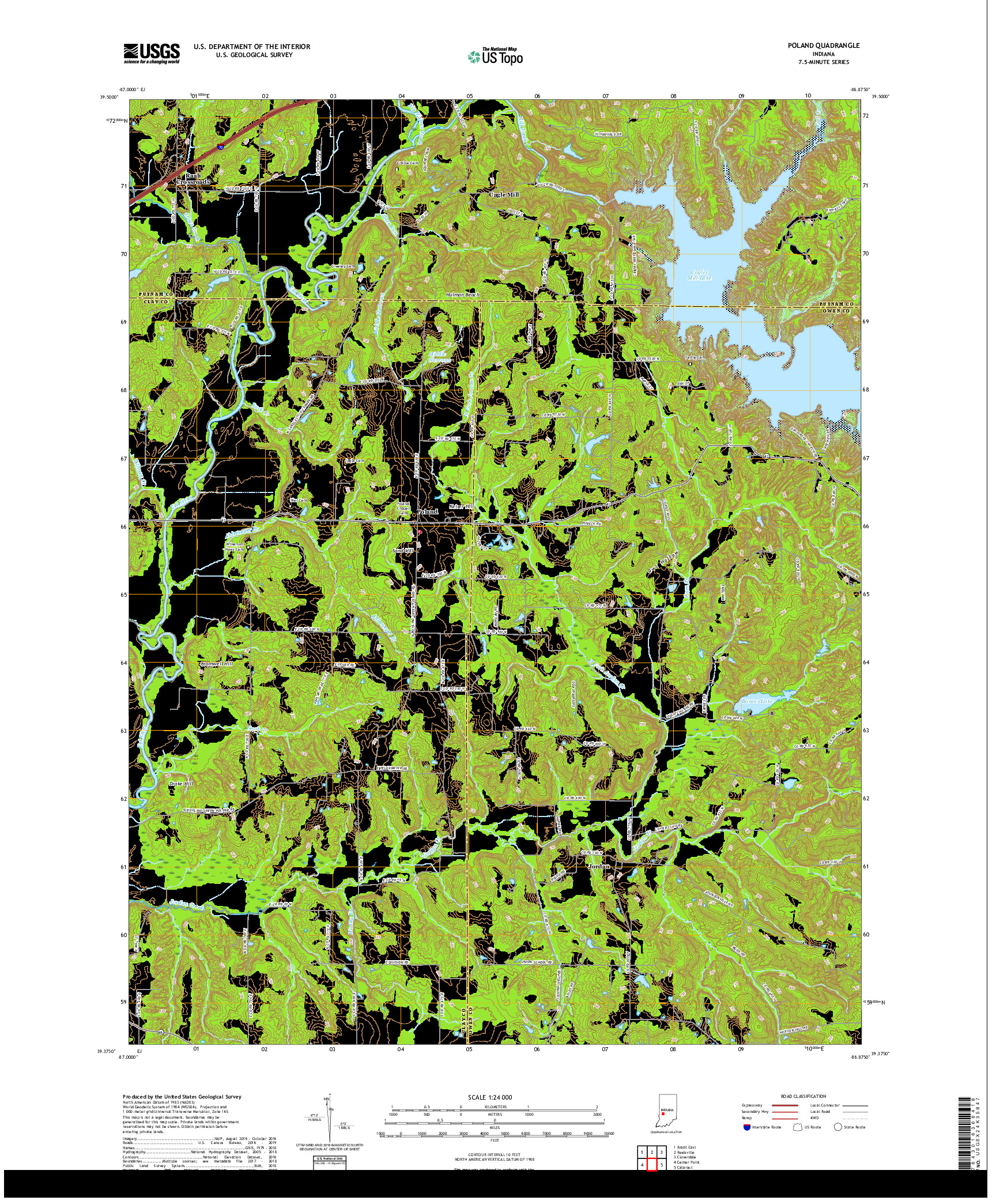 USGS US TOPO 7.5-MINUTE MAP FOR POLAND, IN 2019