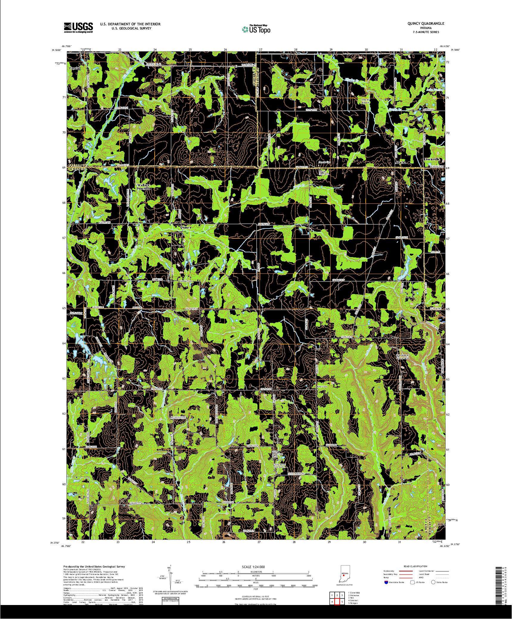 USGS US TOPO 7.5-MINUTE MAP FOR QUINCY, IN 2019