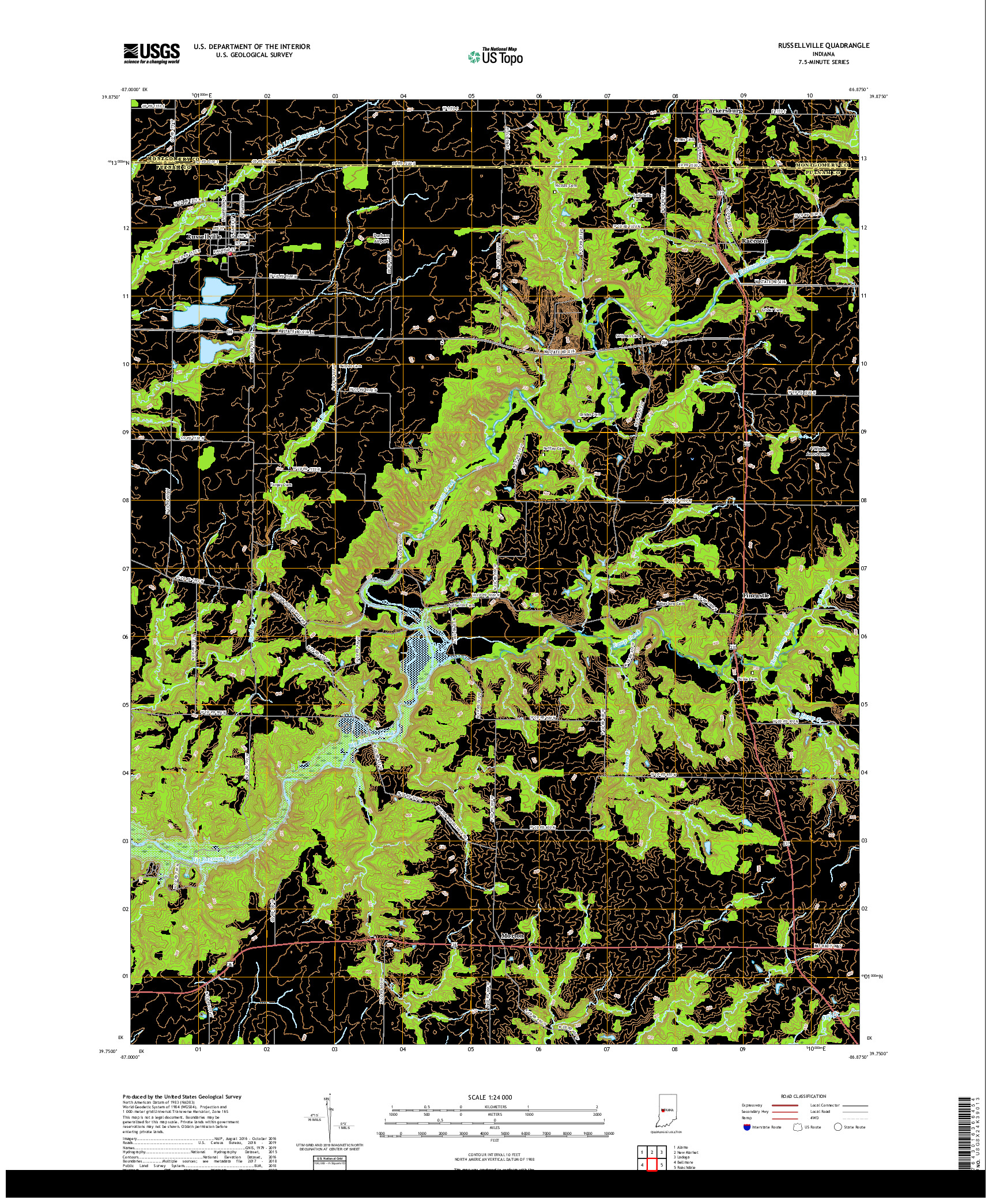 USGS US TOPO 7.5-MINUTE MAP FOR RUSSELLVILLE, IN 2019