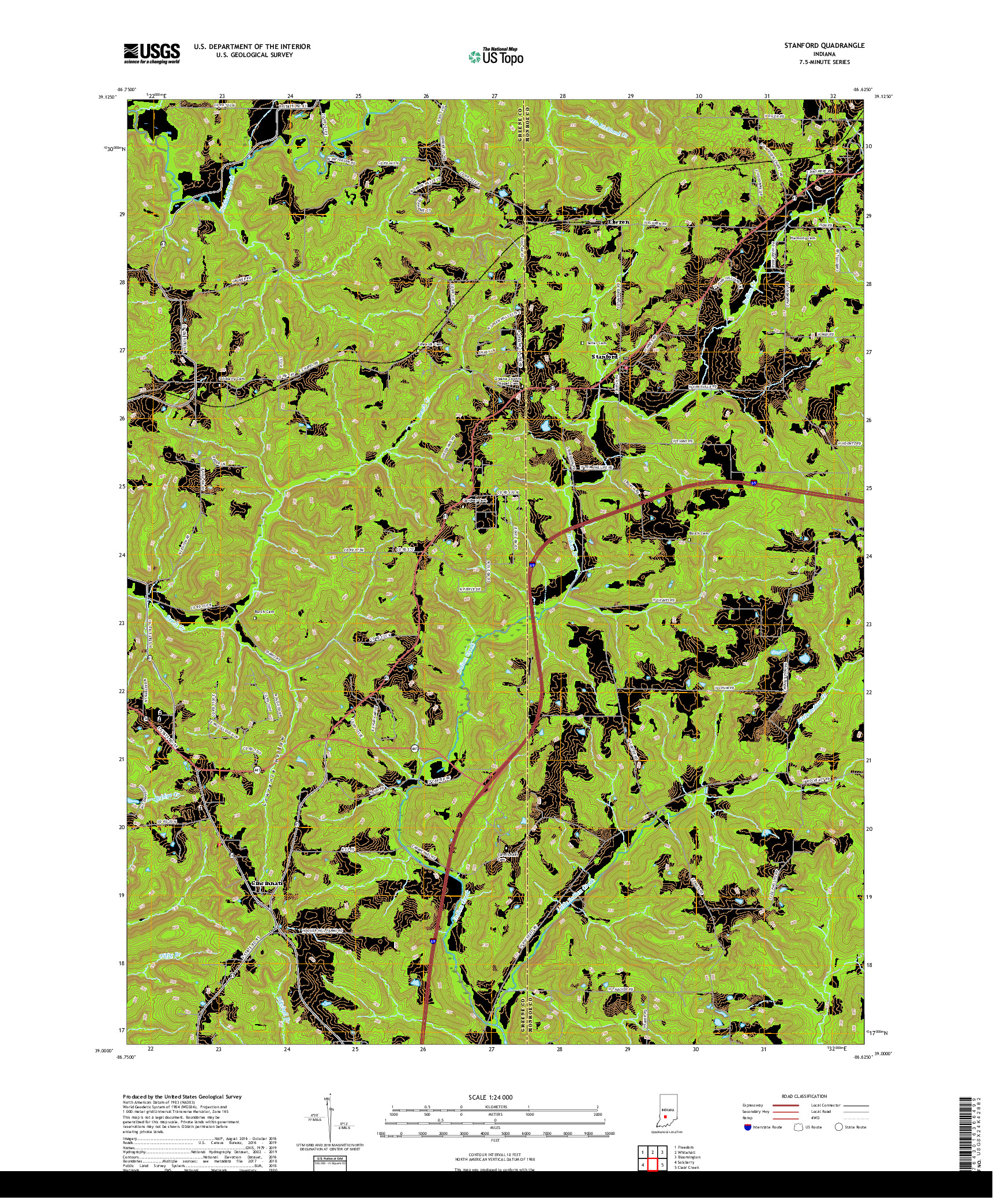 USGS US TOPO 7.5-MINUTE MAP FOR STANFORD, IN 2019