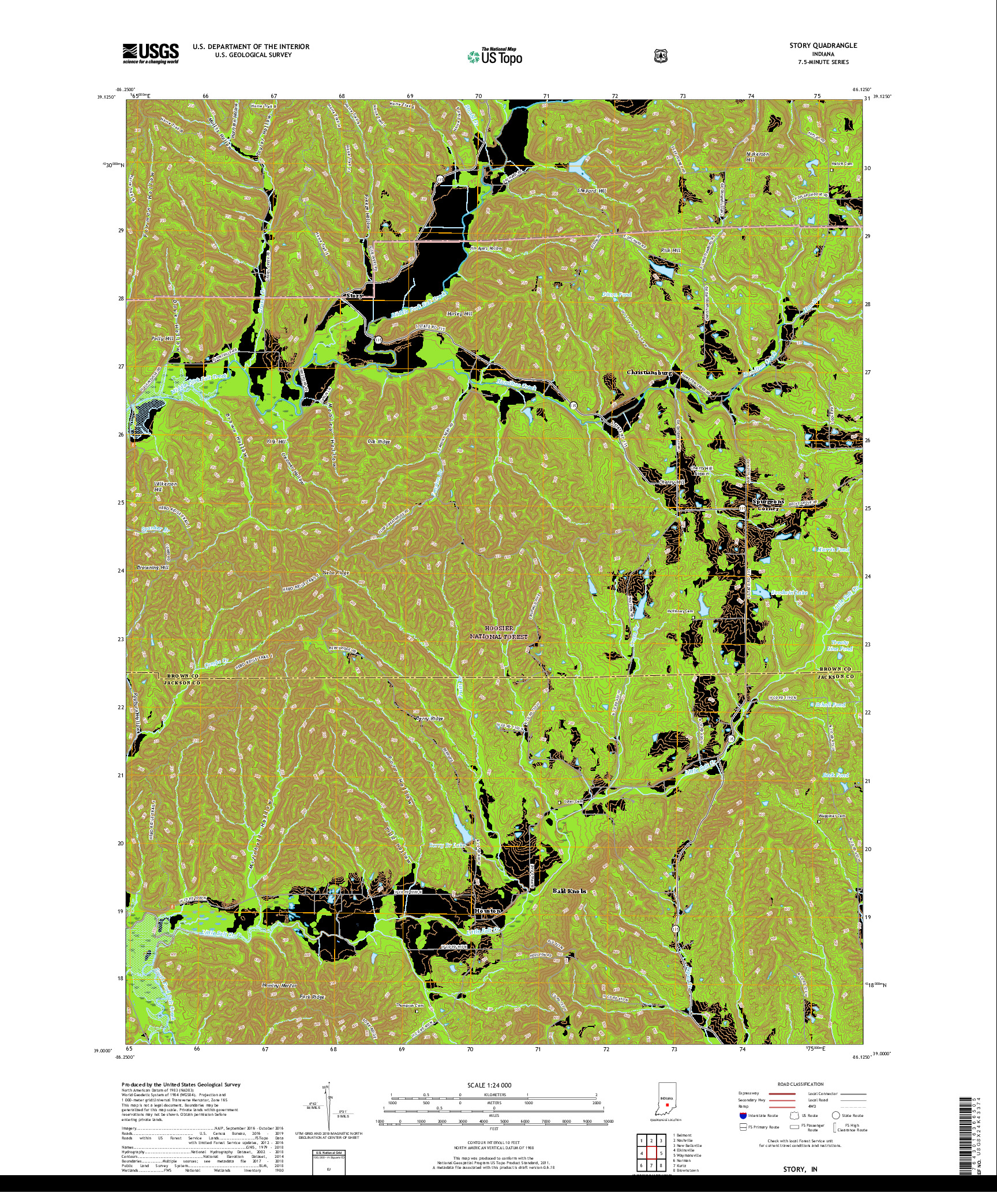 USGS US TOPO 7.5-MINUTE MAP FOR STORY, IN 2019