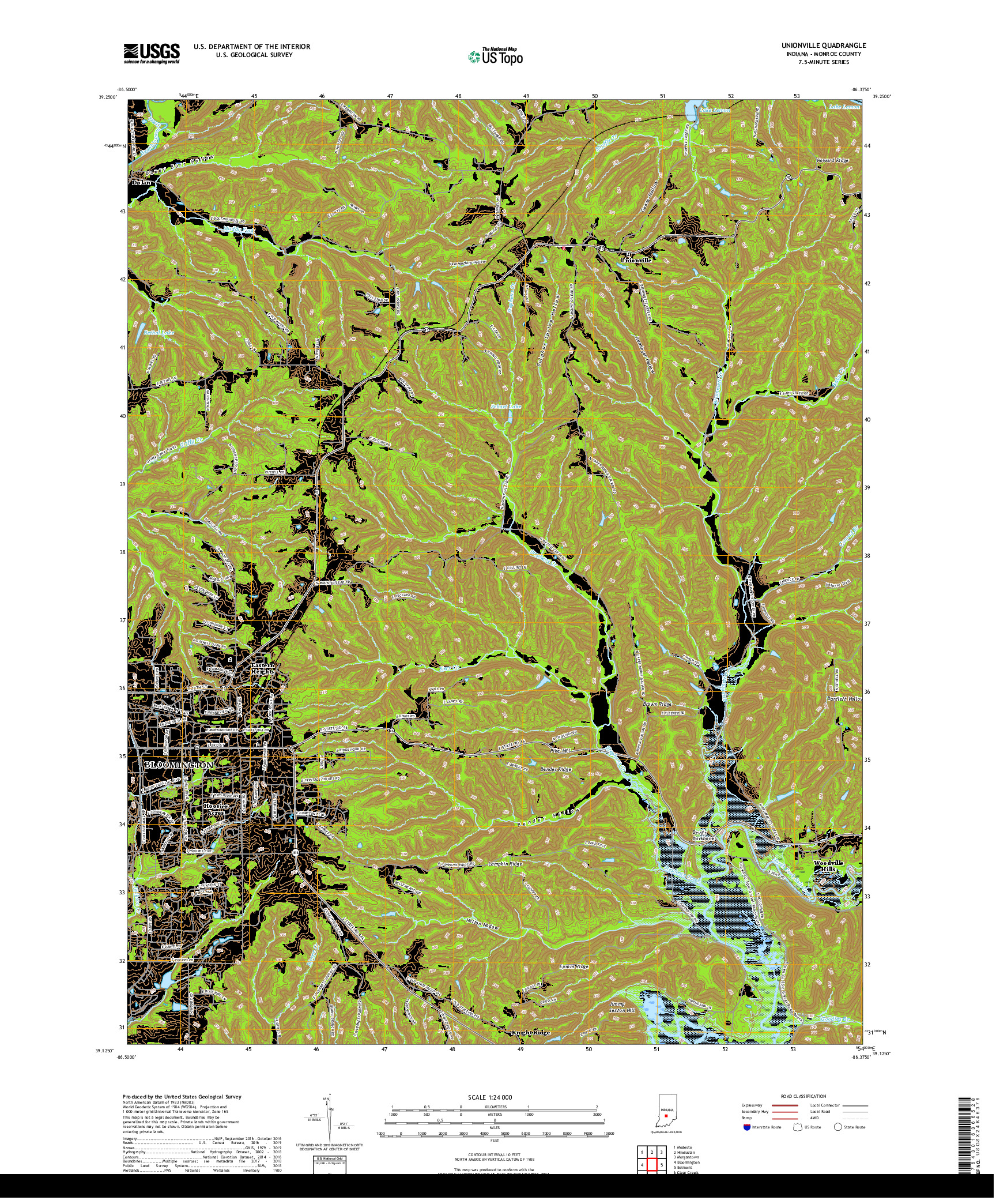 USGS US TOPO 7.5-MINUTE MAP FOR UNIONVILLE, IN 2019
