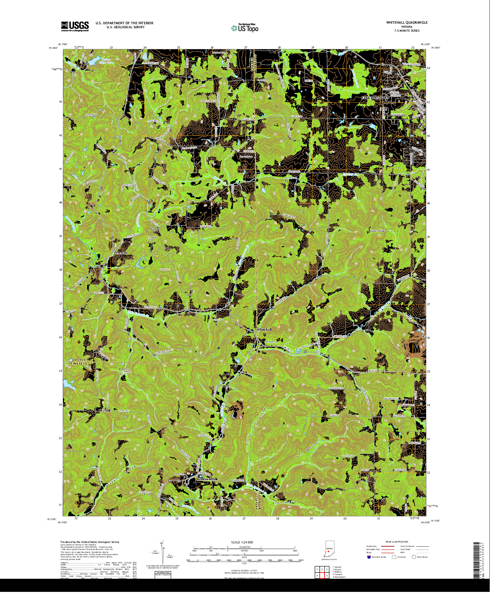 USGS US TOPO 7.5-MINUTE MAP FOR WHITEHALL, IN 2019