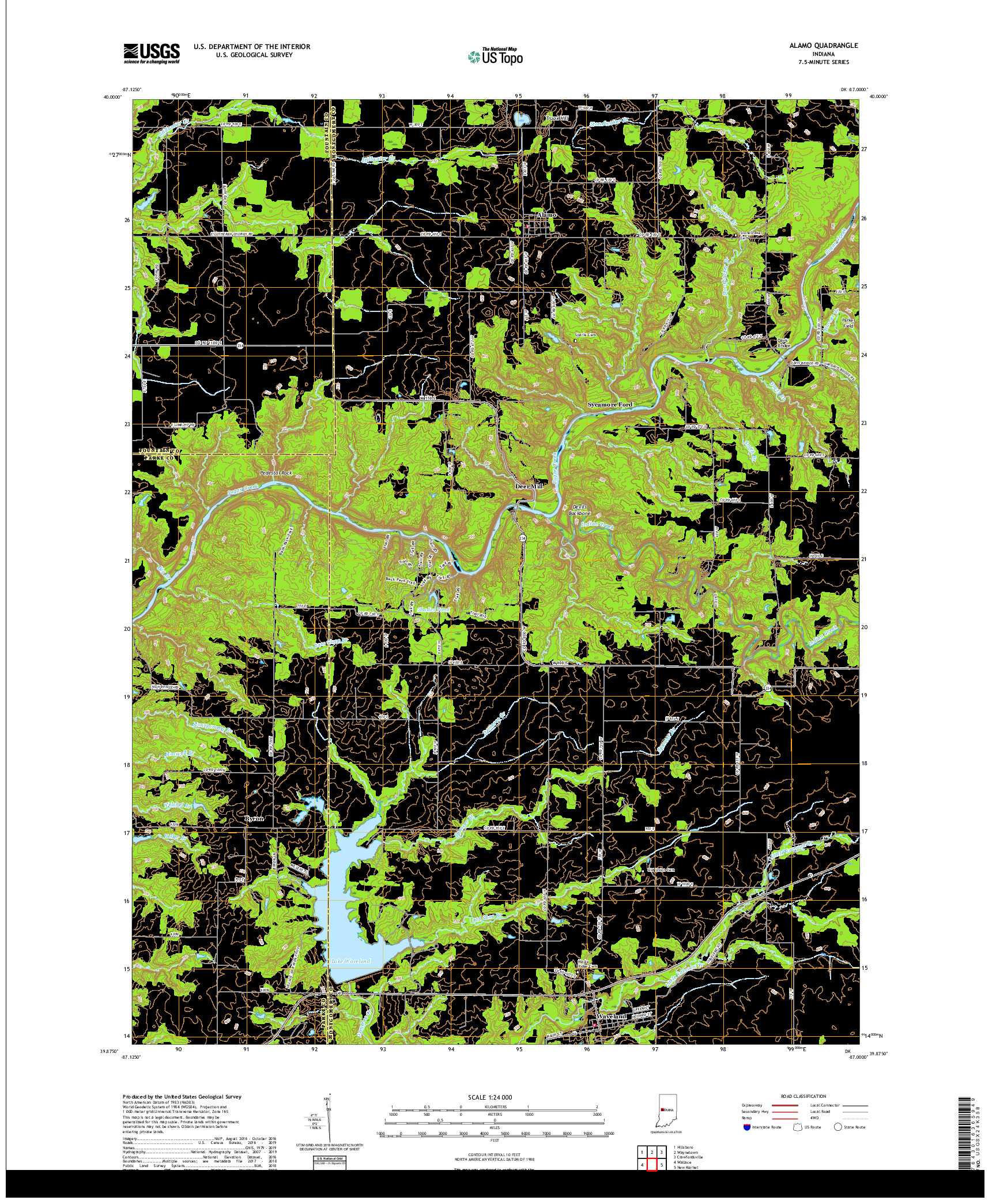 USGS US TOPO 7.5-MINUTE MAP FOR ALAMO, IN 2019