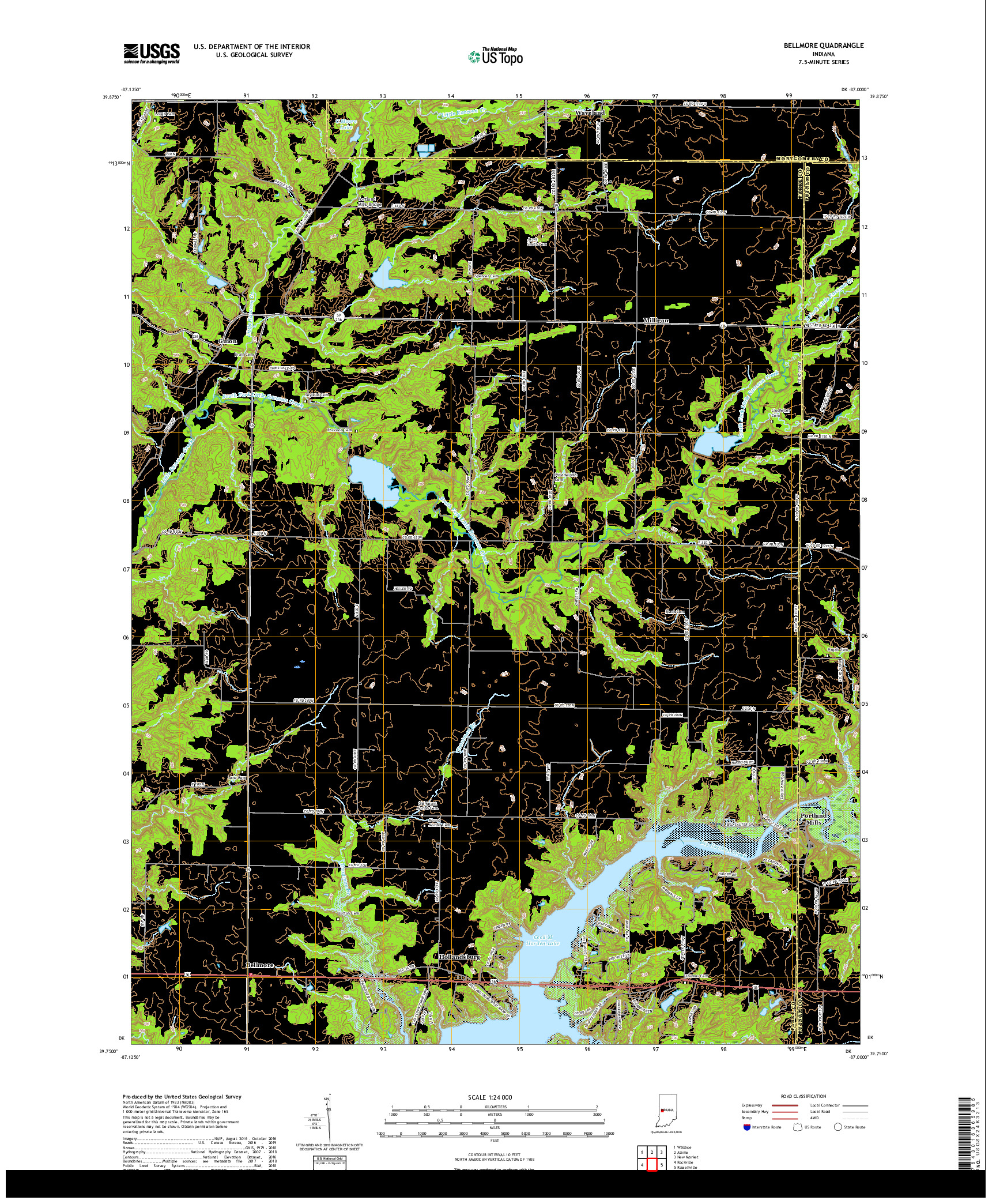 USGS US TOPO 7.5-MINUTE MAP FOR BELLMORE, IN 2019