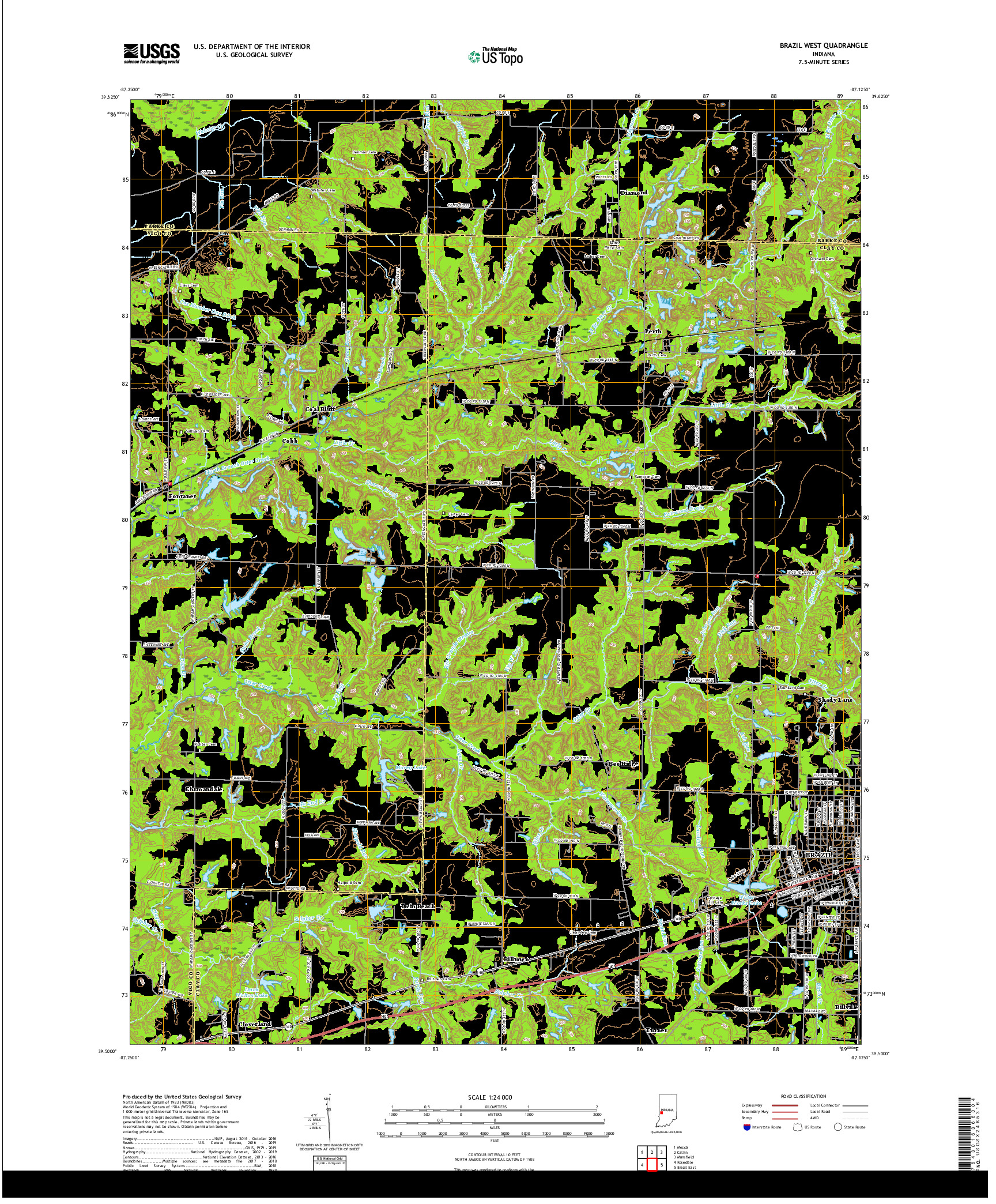 USGS US TOPO 7.5-MINUTE MAP FOR BRAZIL WEST, IN 2019