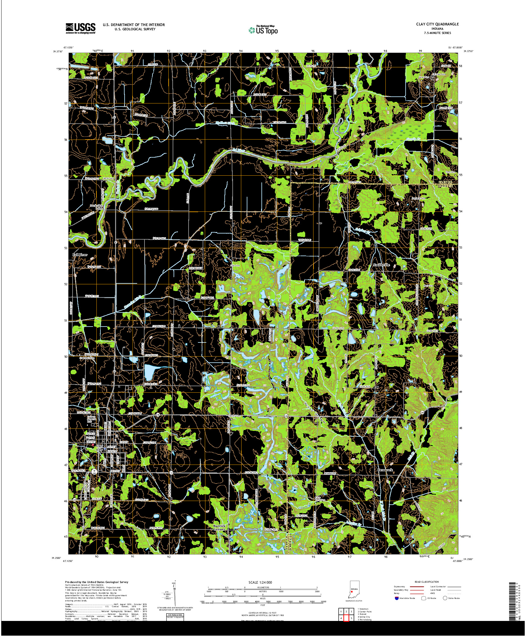 USGS US TOPO 7.5-MINUTE MAP FOR CLAY CITY, IN 2019