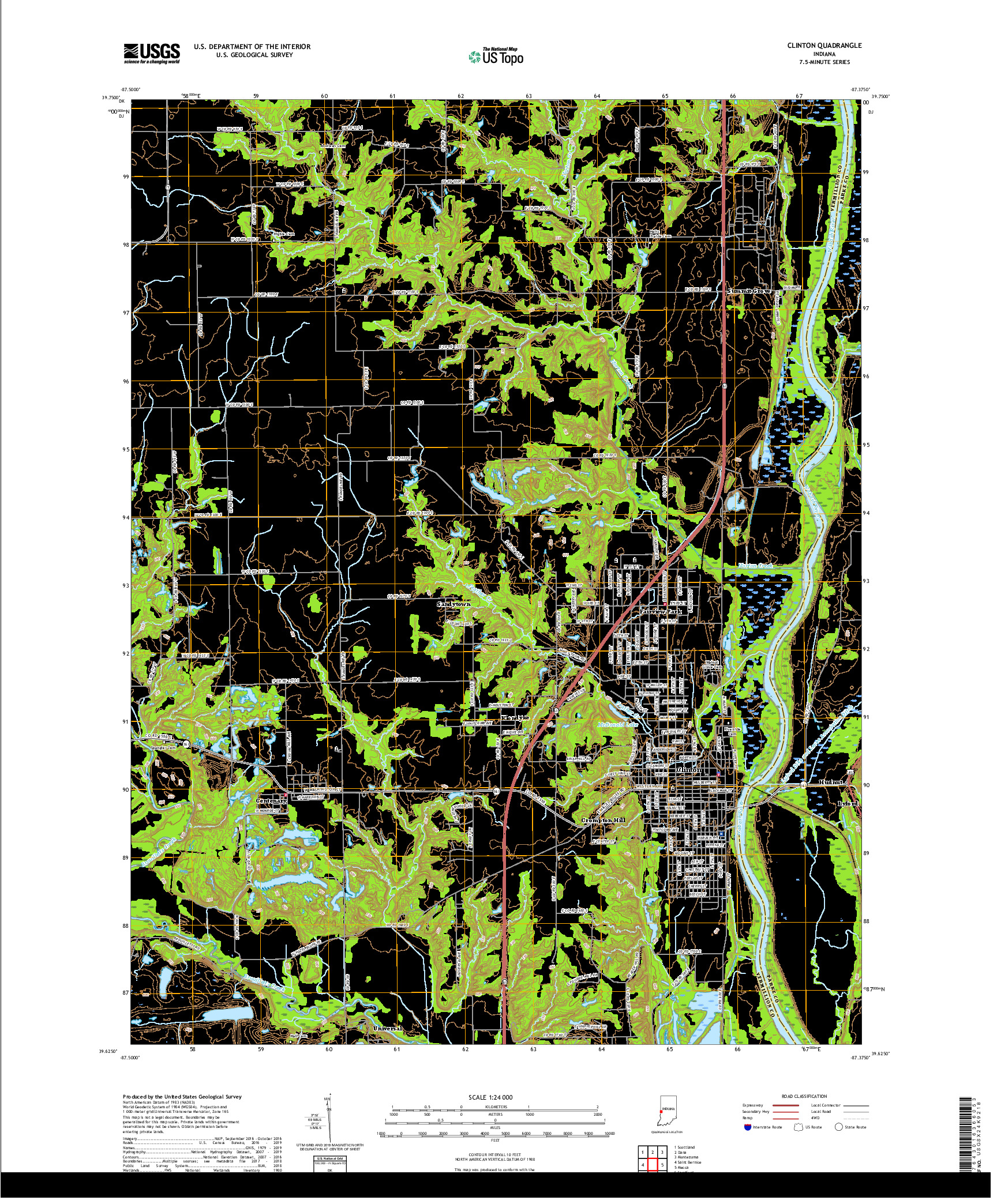 USGS US TOPO 7.5-MINUTE MAP FOR CLINTON, IN 2019